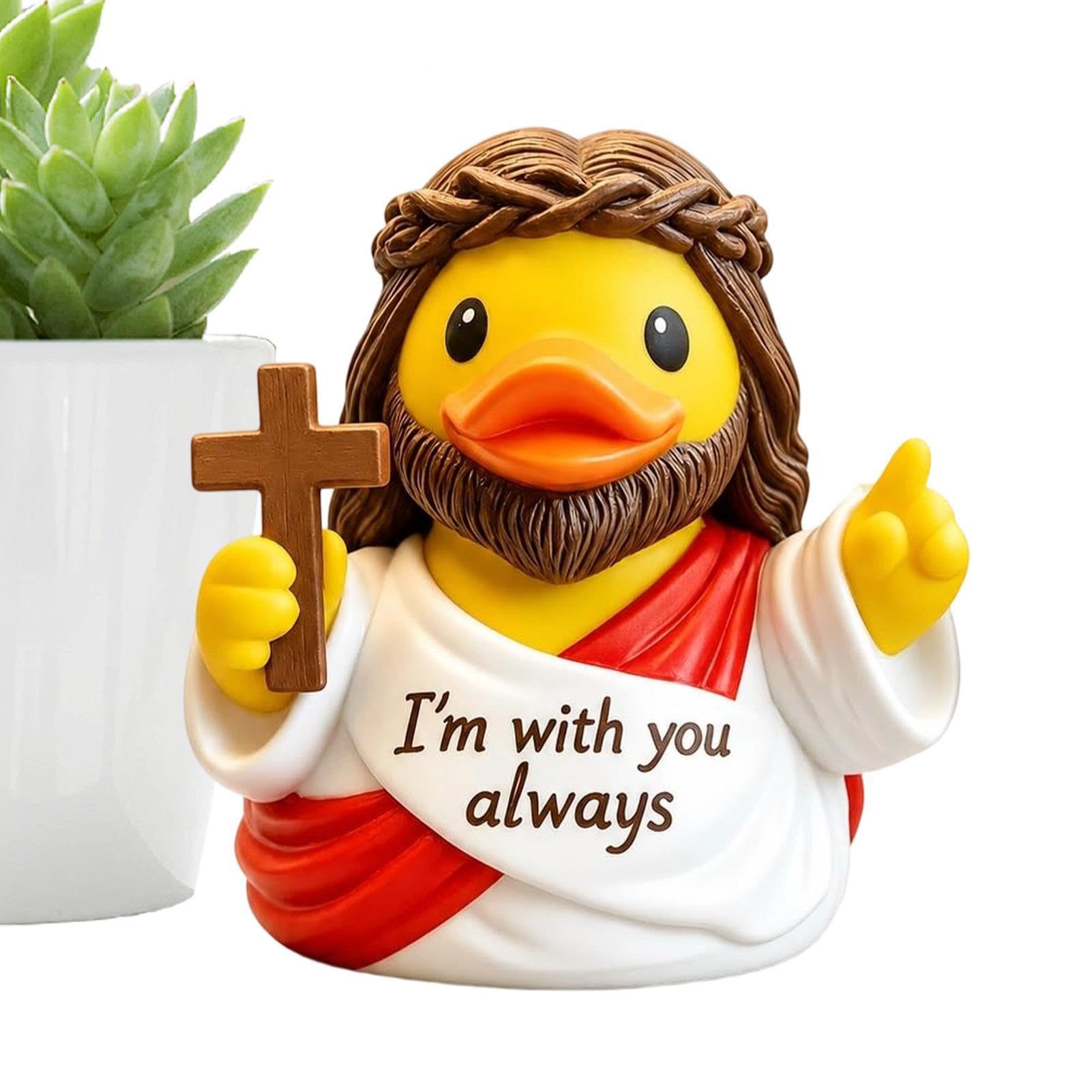 Canard de Jésus figurine miniature en résine avec petite croix pour décoration d'église et bureau