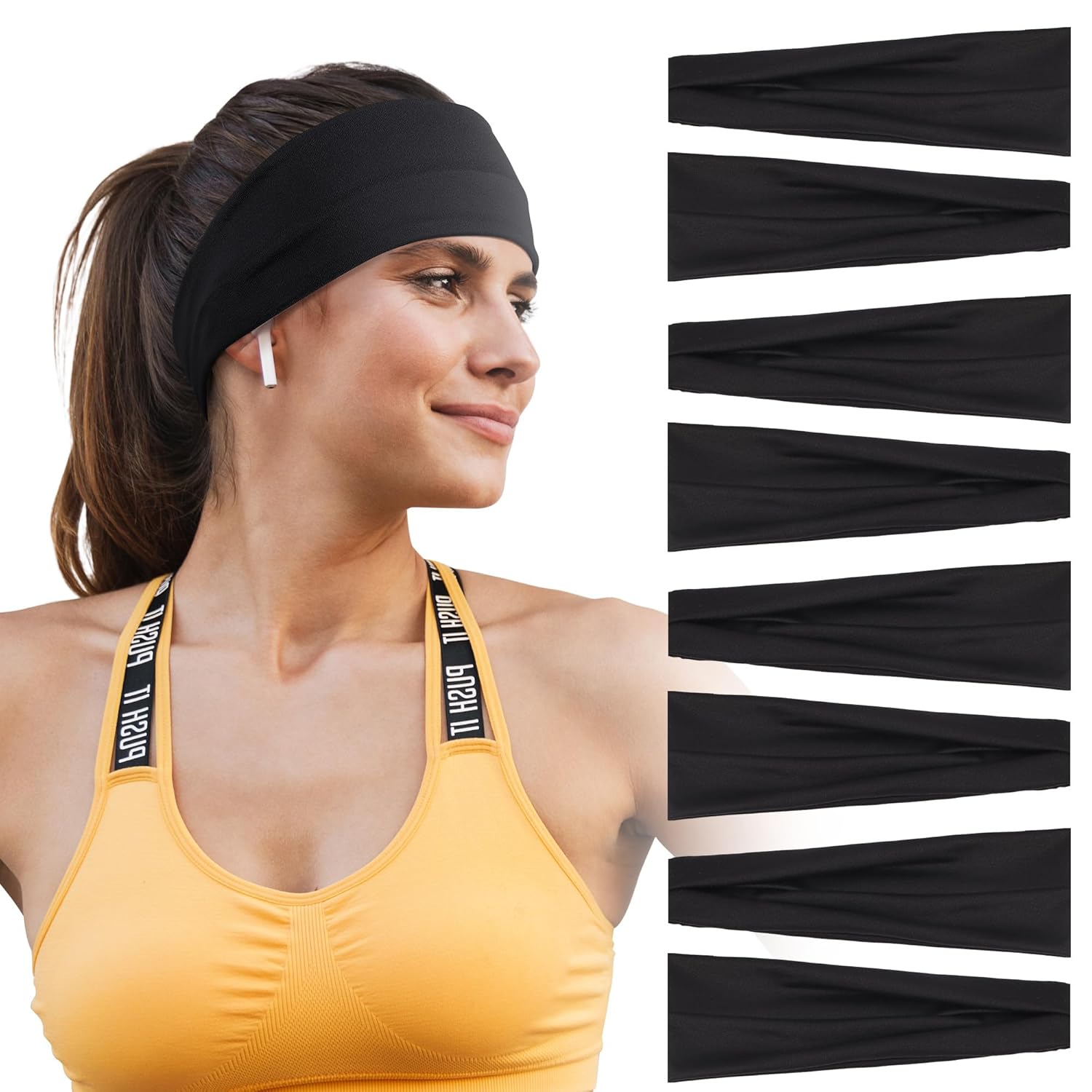 Headbands for Women 8 Pack Wide Elastic Hair Bands Soft Stretchy Non-Slip Sweatbands for Workouts Yoga Washing Face