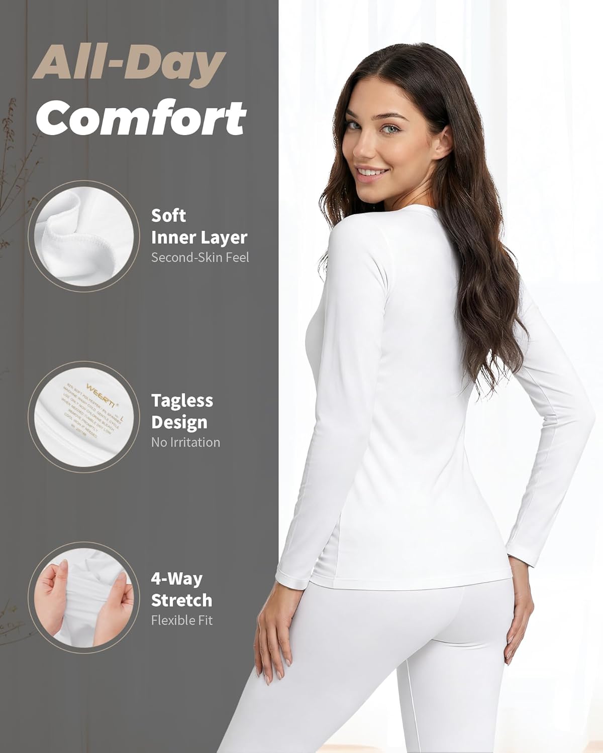 WEERTI Thermal Underwear for Women Long Johns with Fleece Lined Base Layer Women Cold Weather Top Bottom - Image 2