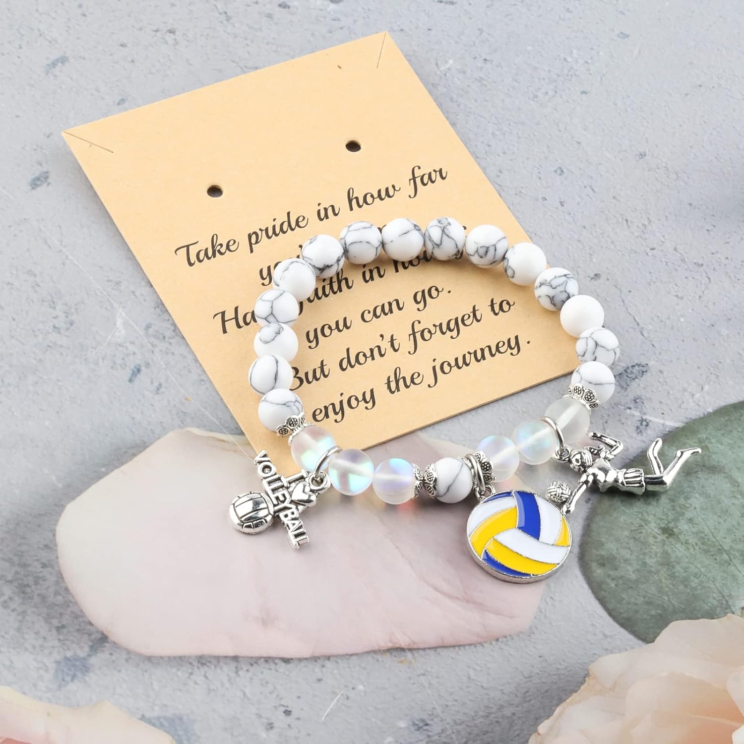 FUSTMW Volleyball Gifts Bracelet Volleyball Player Gifts Volleyball Charm Bracelet Volleyball Coach gifts for Volleyball Team Lover (Volleyball braclet) - Image 4