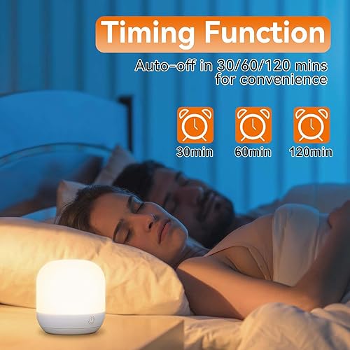Miniatura 6 de SUNMORY Luz nocturna recargable, lámpara de mesa pequeña para dormitorio, lámpara de noche regulable con estación de carga magnética, lámpara de