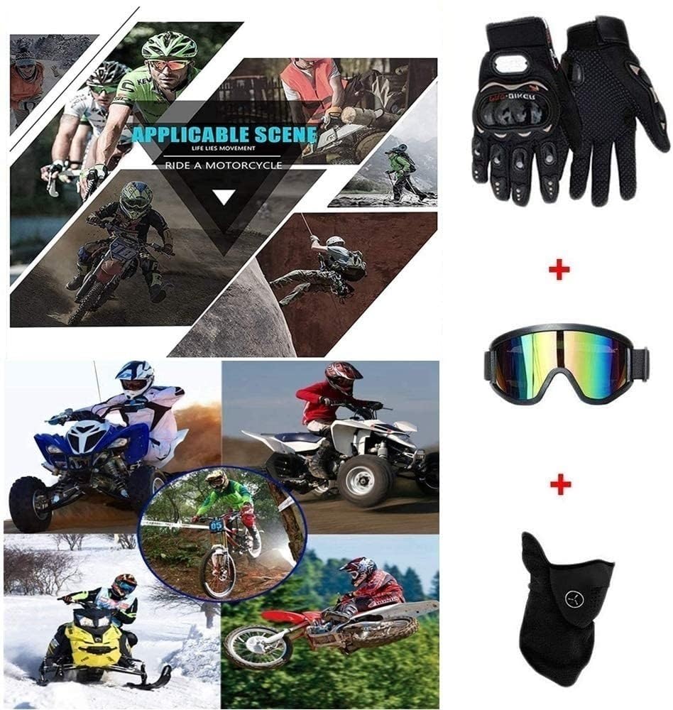 9-14 Ans Unisexe Visage Intégral Casque Motocross, Approuvé par Le Dot, avec Lunettes Gants Masque, Jeunesse Enfants Hors Route Moto Karting Accident Casque
