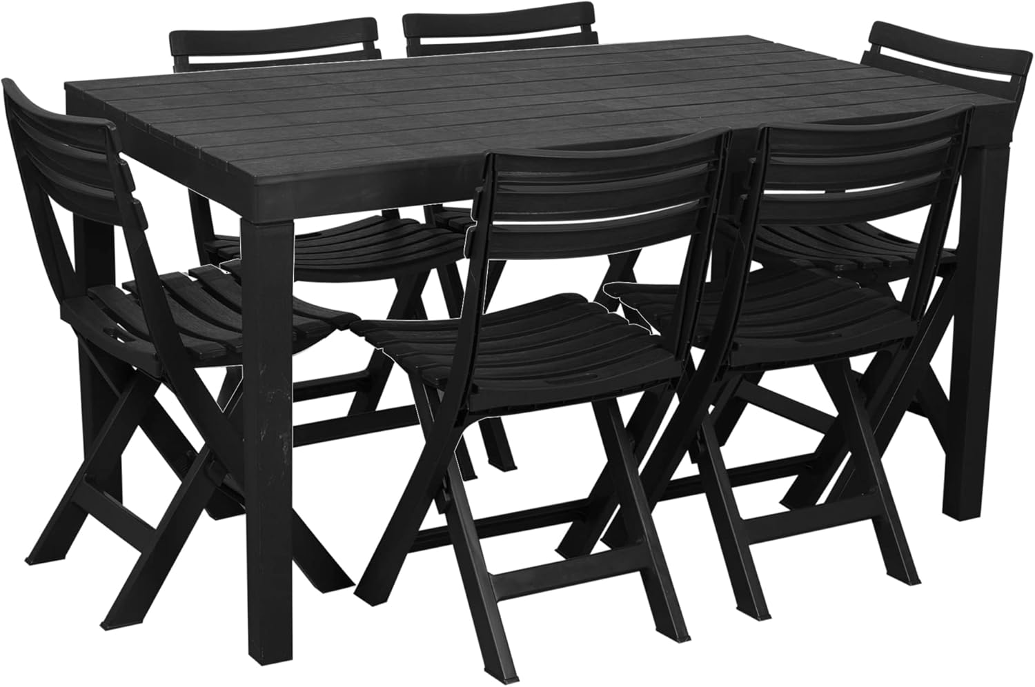 URBNLIVING Rectangle Garden Plastic Patio Dining Table & Folding Chairs