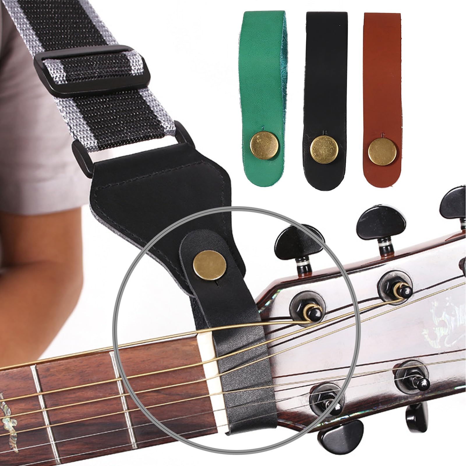 Alnicov Sangle De Guitare Avec Verrou Double Sécurité - Sangle Rapide à Dégagement Pour Guitare Acoustique, Électrique, Basse, Ukulélé