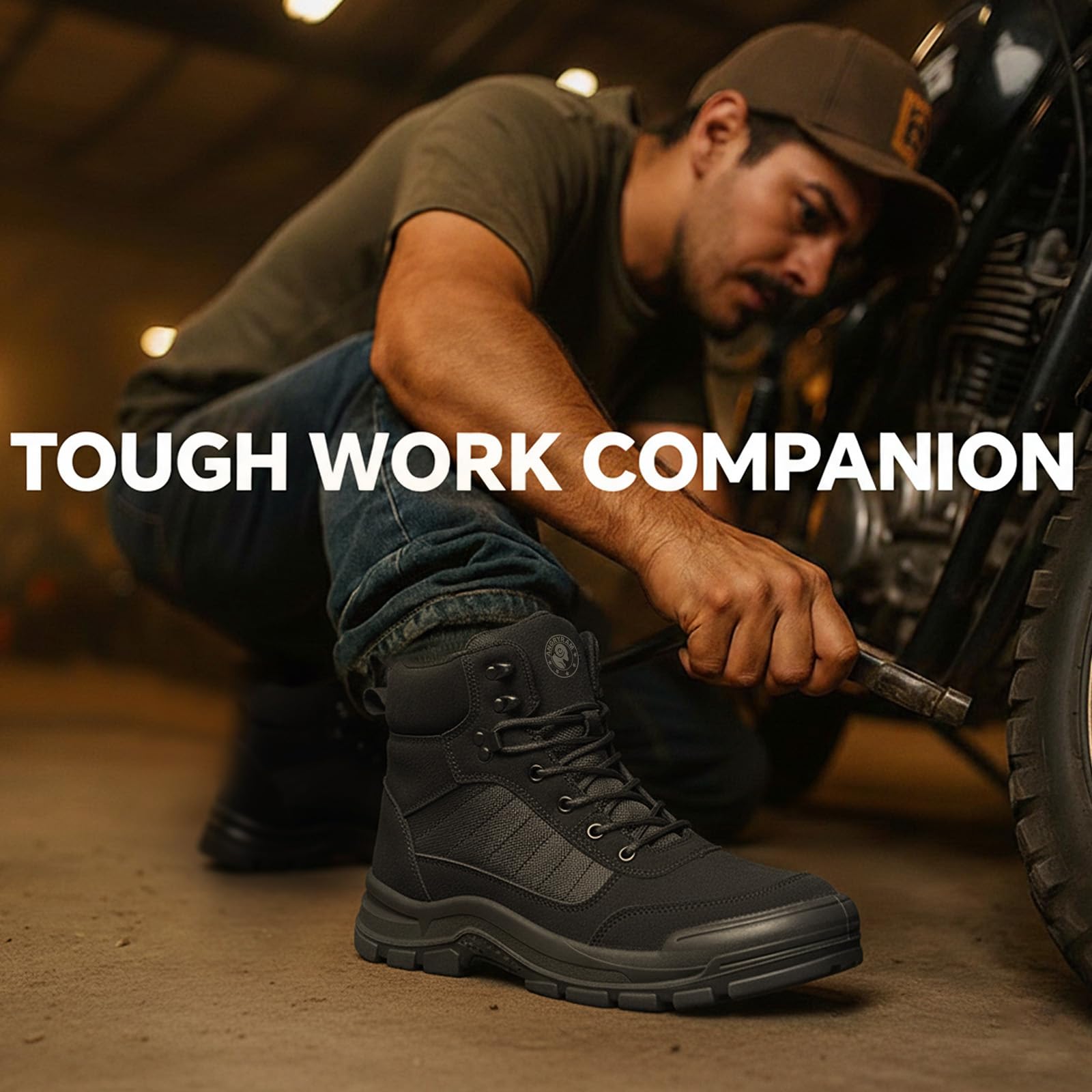 ANGRYRAM Steel Toe Boots for Men Women Lightweight Comfortable Steel Toe Shoes Puncture Proof Slip Resistant Construction Work Boots for Men Indestructible Safety Work Shoes - 3