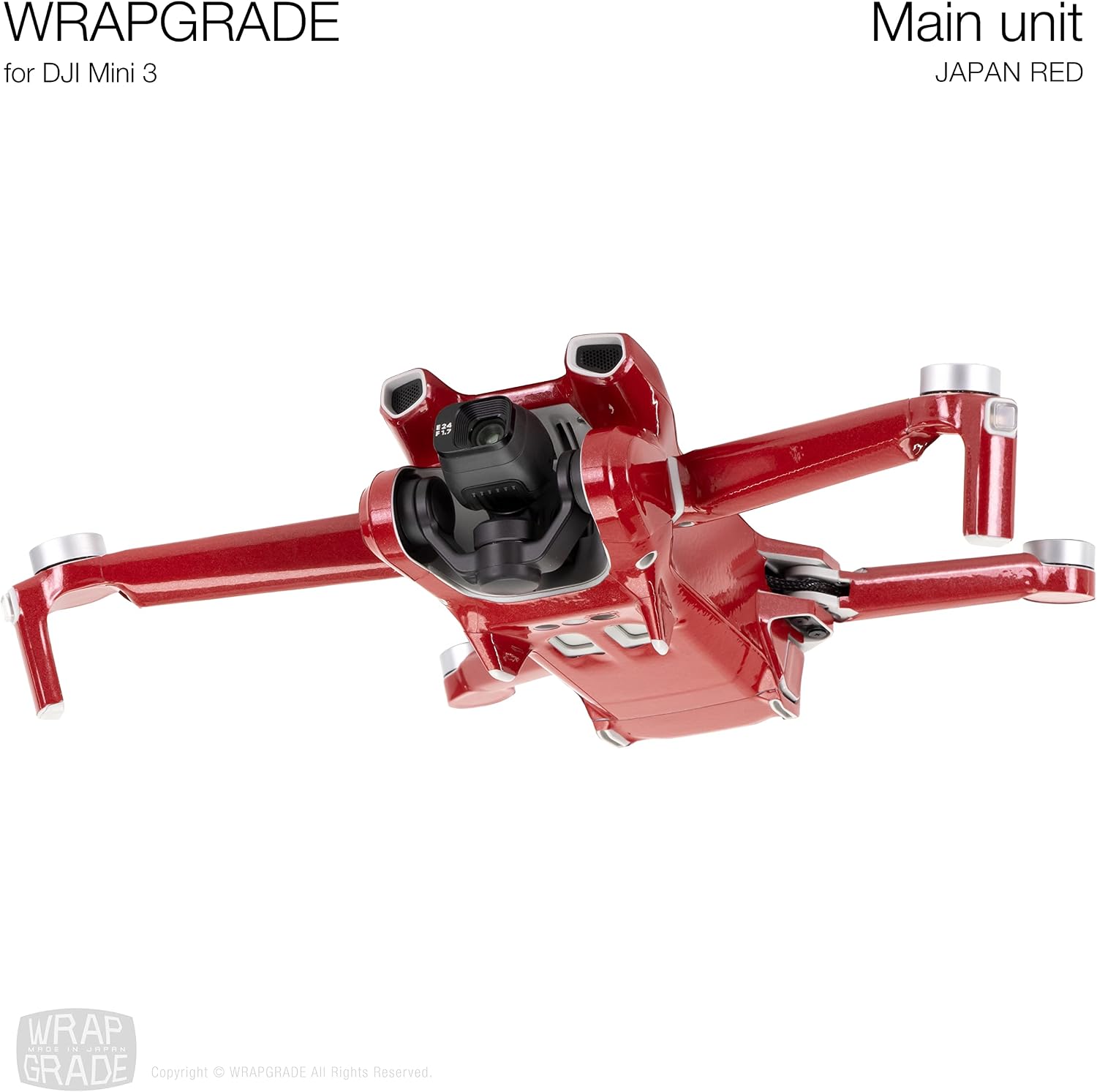 WRAPGRADE Skin Stickers compatible with DJI Mini 3, Japan Red, DJI Mini 3, No Dimensions - Image 3