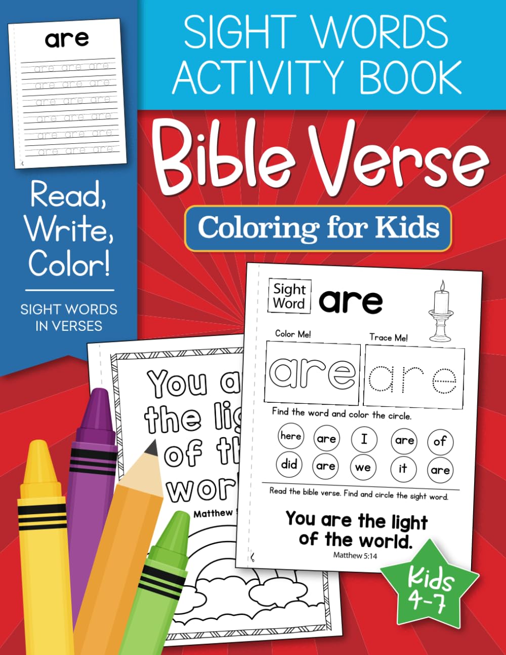 Sight Words Activity Book: Bible Verse Coloring for Kids: Press, Busy ...
