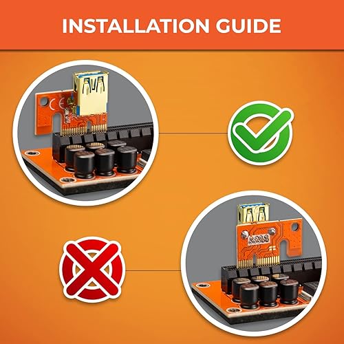 Miniatura 6 de PCIE Riser VER 011 PRO - Extensión gráfica de 1x a 16x para minería de GPU, cable USB 3.0 de 23.6 in, 10 condensadores sólidos, 12 luces LED, 2 x 6