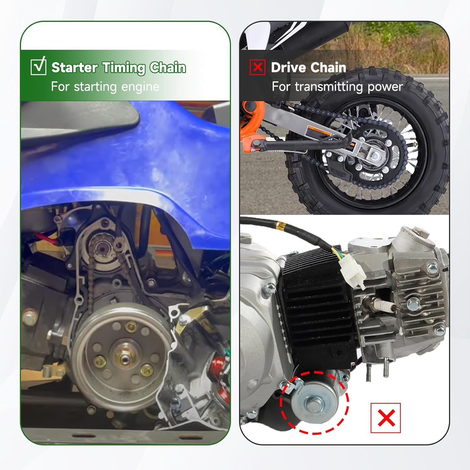 62-Link Starter Chain For 50cc-125cc ATVs – Fits Taotao, SunL, And Most Small ATVs