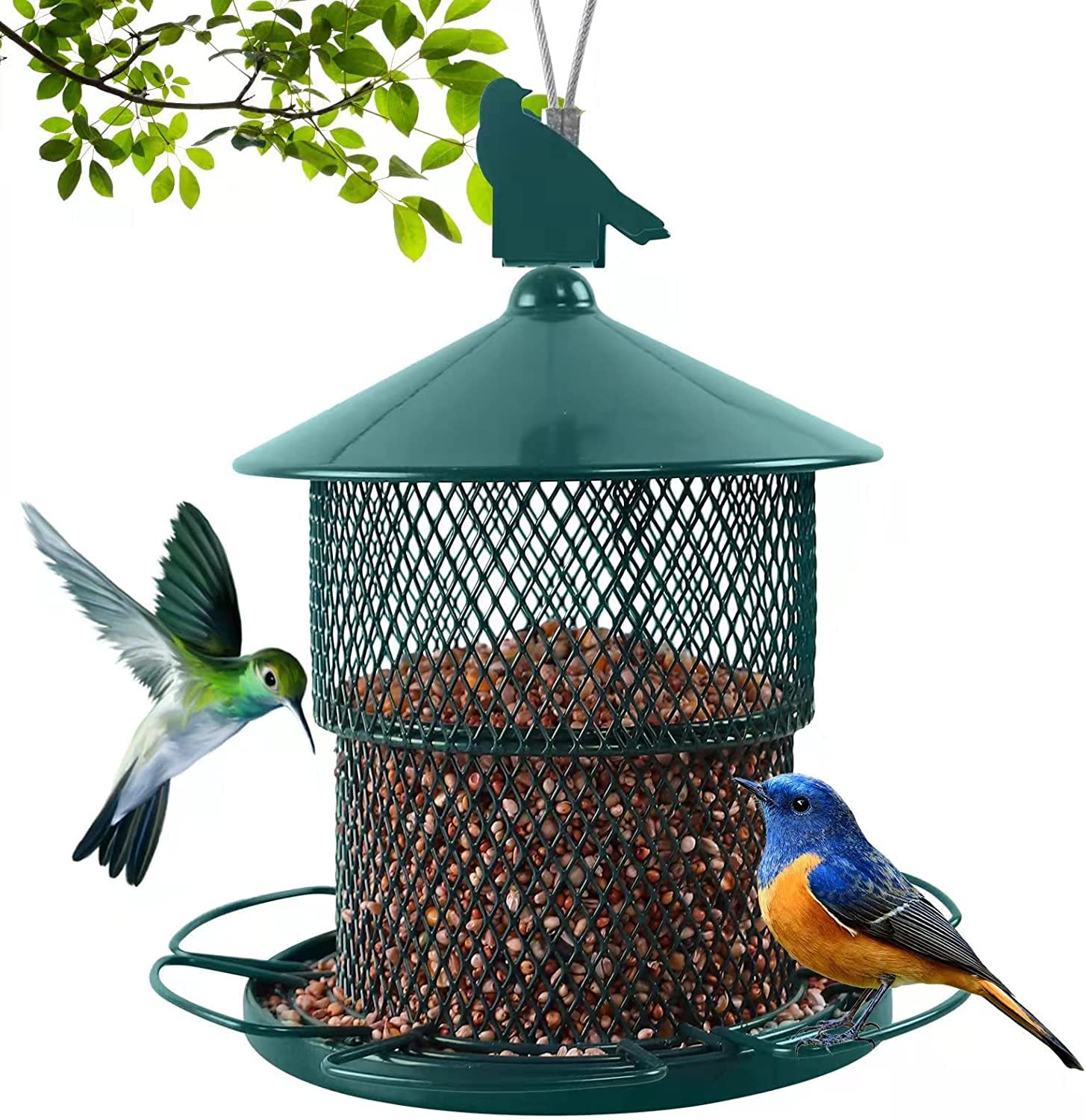 Mangeoire à Oiseaux Suspendue En Métal – Pour Boules De Graisse Ou Pain – Anti-écureuils – Dorée, Facile à Remplir