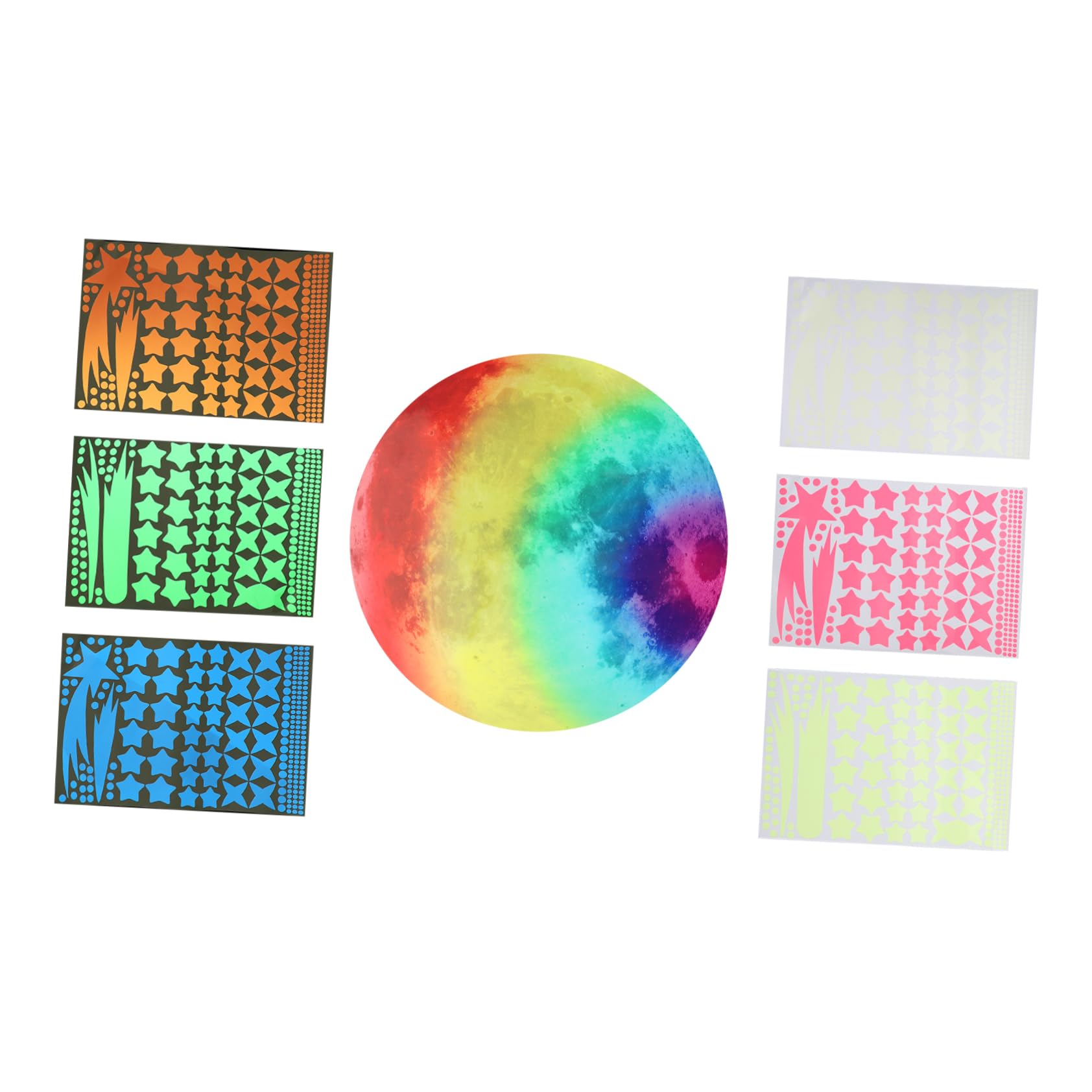 Stickers et lune phosphorescents arc-en-ciel déco murale chambre enfant
