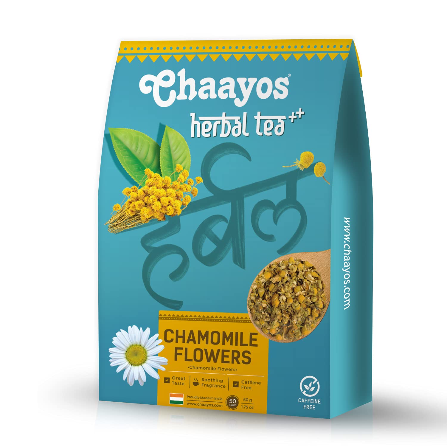 Chaayos Chamomile Herbal Tea - 50 GM | Herbal Tea | Chamomile Flower Tea | Natural Chamomile Flowers | Detox Tea | Tea
