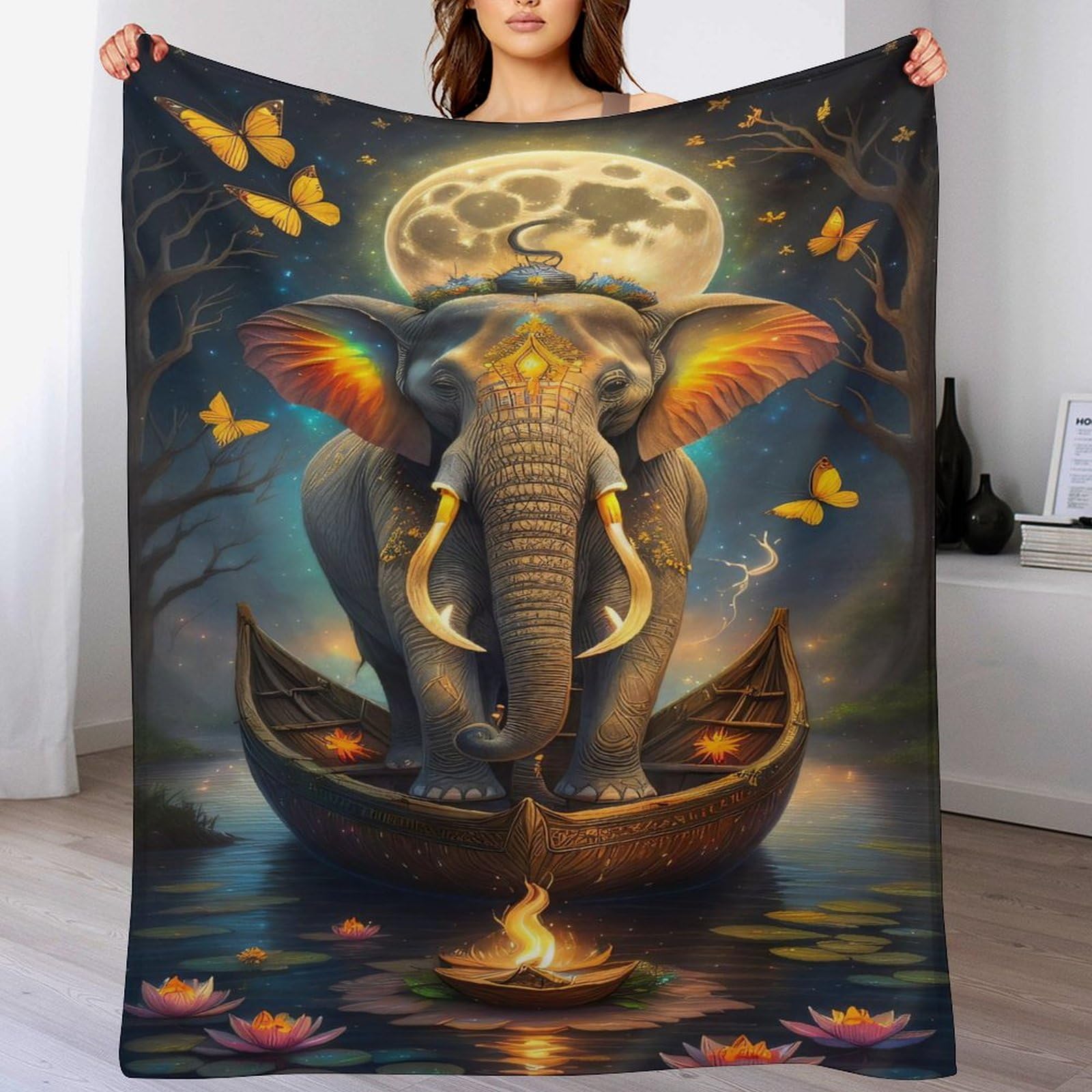 Manta de franela de elefante 150x200 cm colcha suave de forro polar