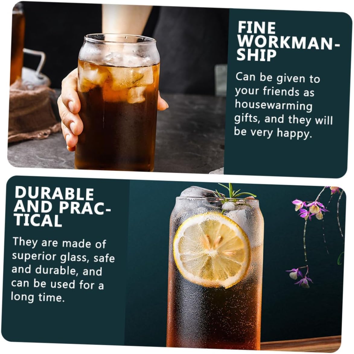 6pcs Creative Can-shaped Glass Cups Reusable Beverage Drinkware for Parties Weddings and Home Use Stylish Cold Drink Glassware