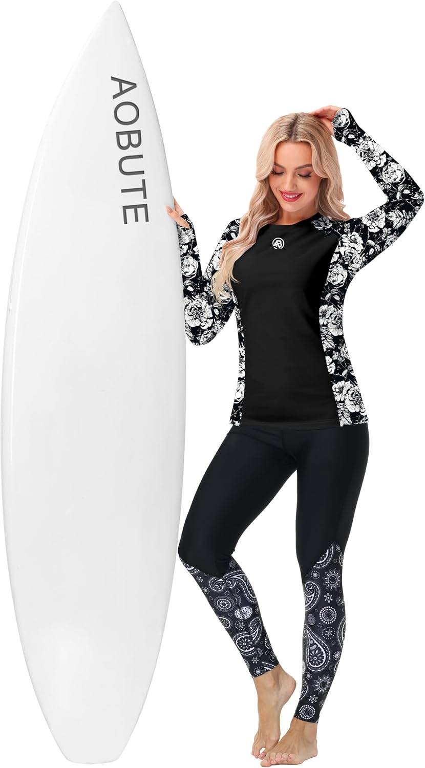 AOBUTE Women Long Sleeve Rash Guard UPF 50+ Swim Shirts with Thumb Hole - Image 5