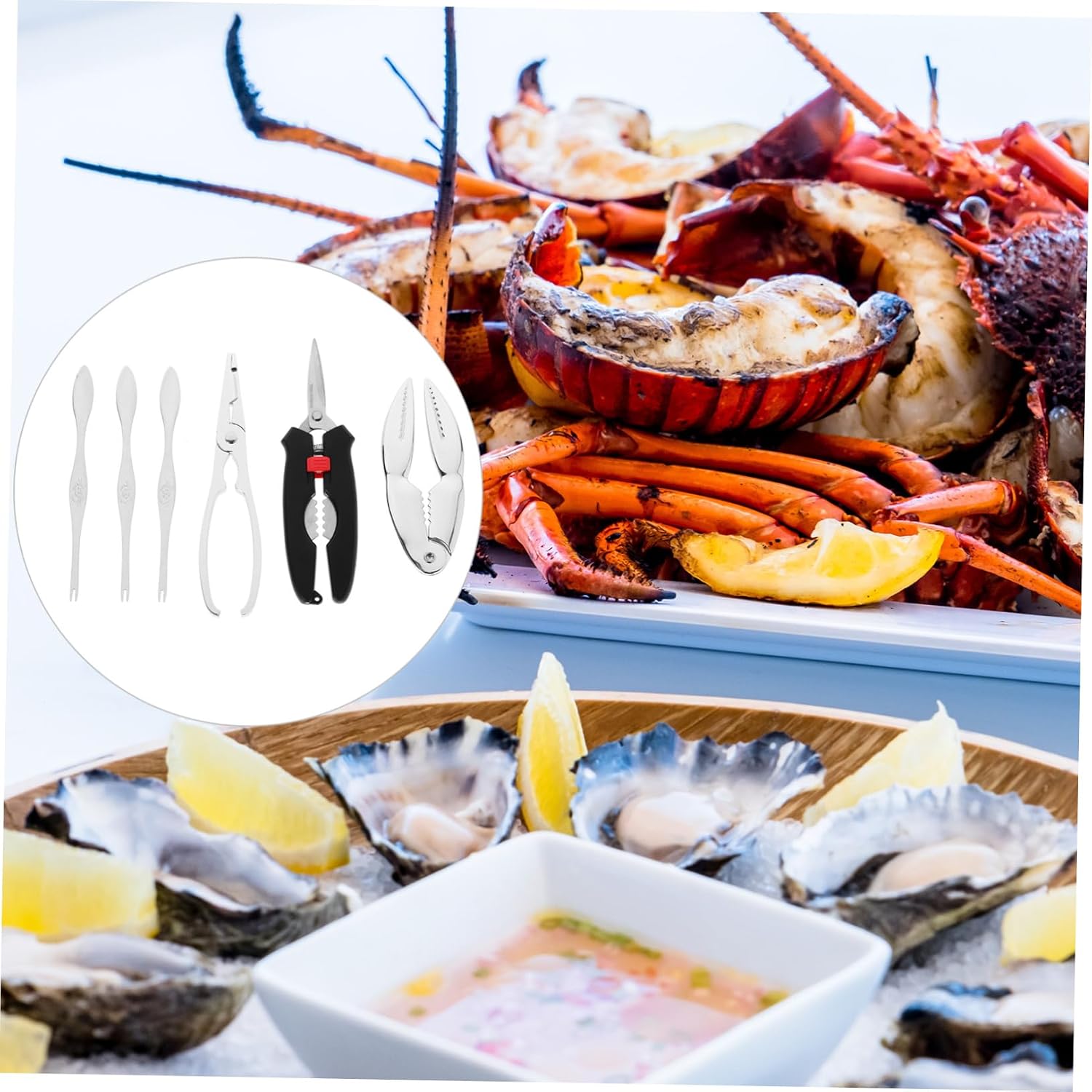 6 Piece Crab Peeling Tool Set Stainless Steel Seafood Eating Tools Must-have for