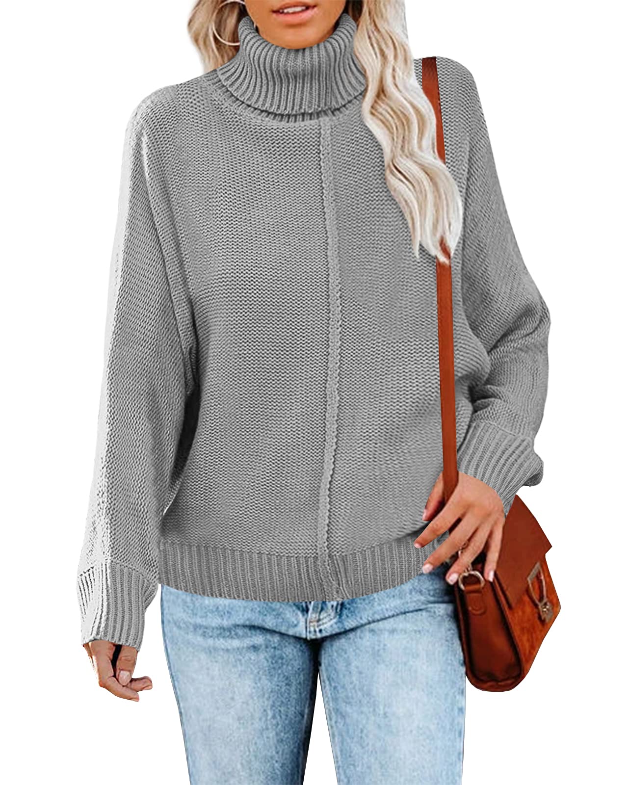 Womens Turtleneck Oversized Sweaters Long Sleeve Chunky Trendy Winter Pullover Sweater Tops