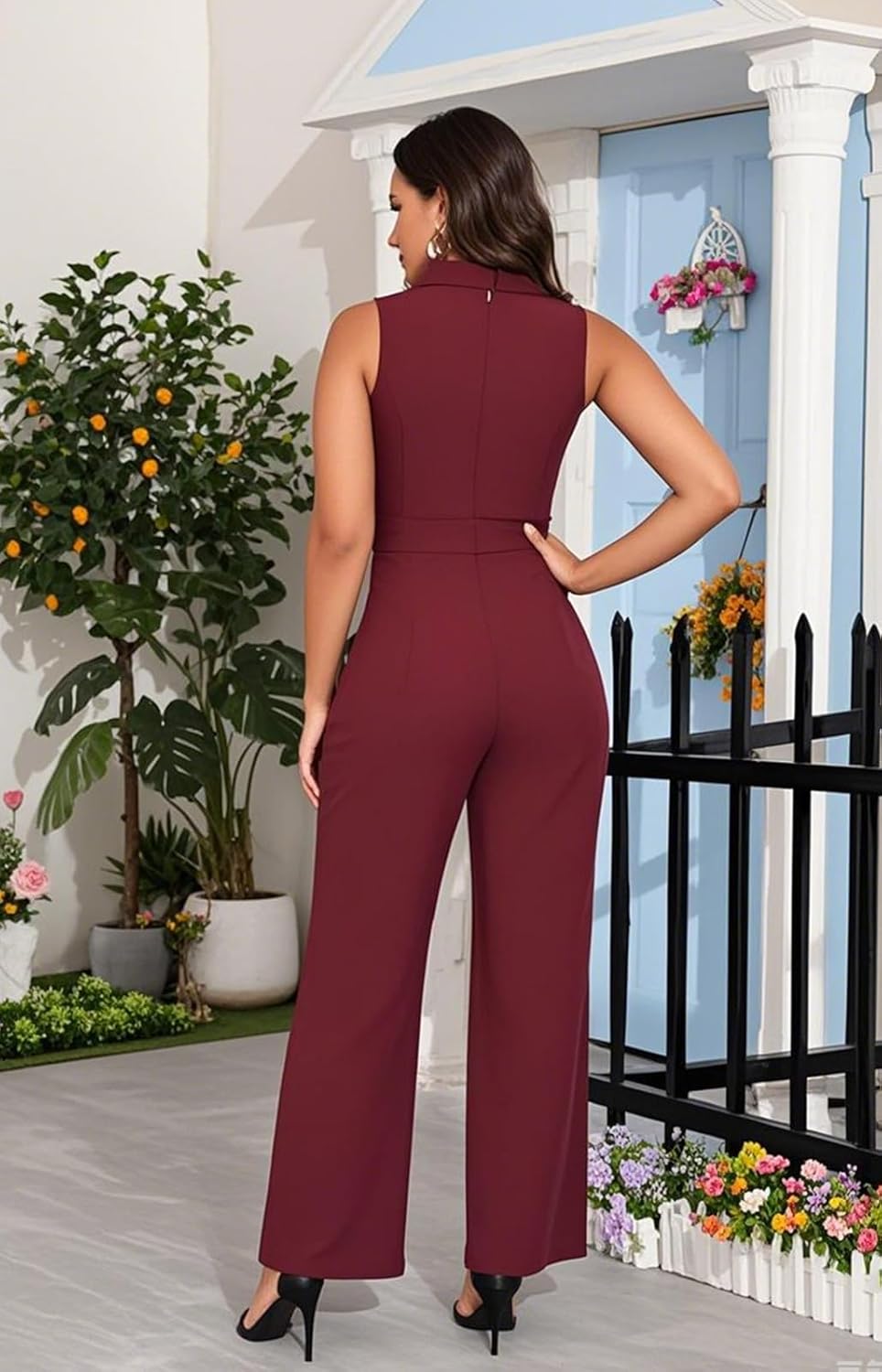 DeftSharp Women's Sexy Cocktail Party Clubwear Casual Working Rompers Long Dressy Jumpsuit - Image 2