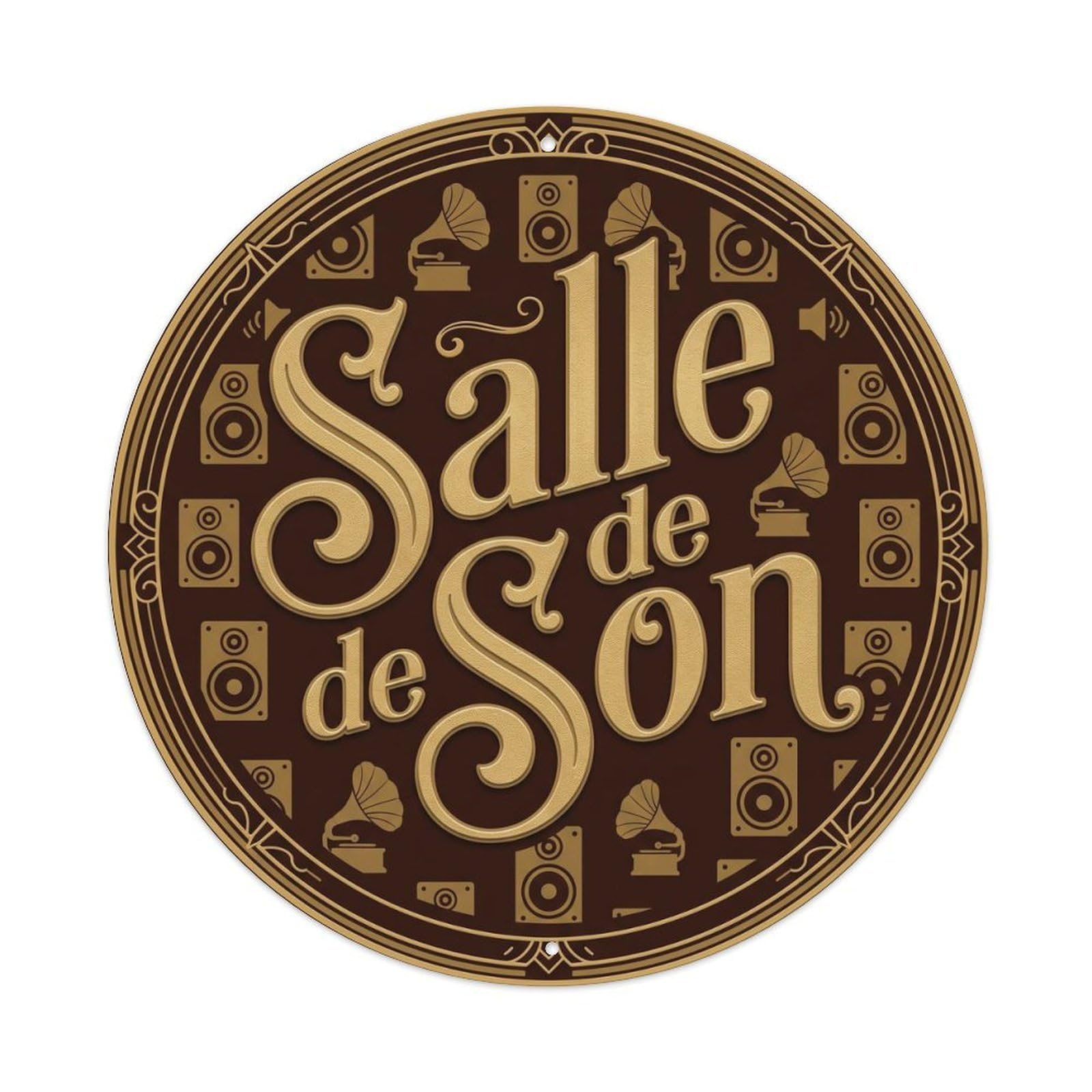 Vintage Salle De Son Text Speaker Metal Tin Sign
