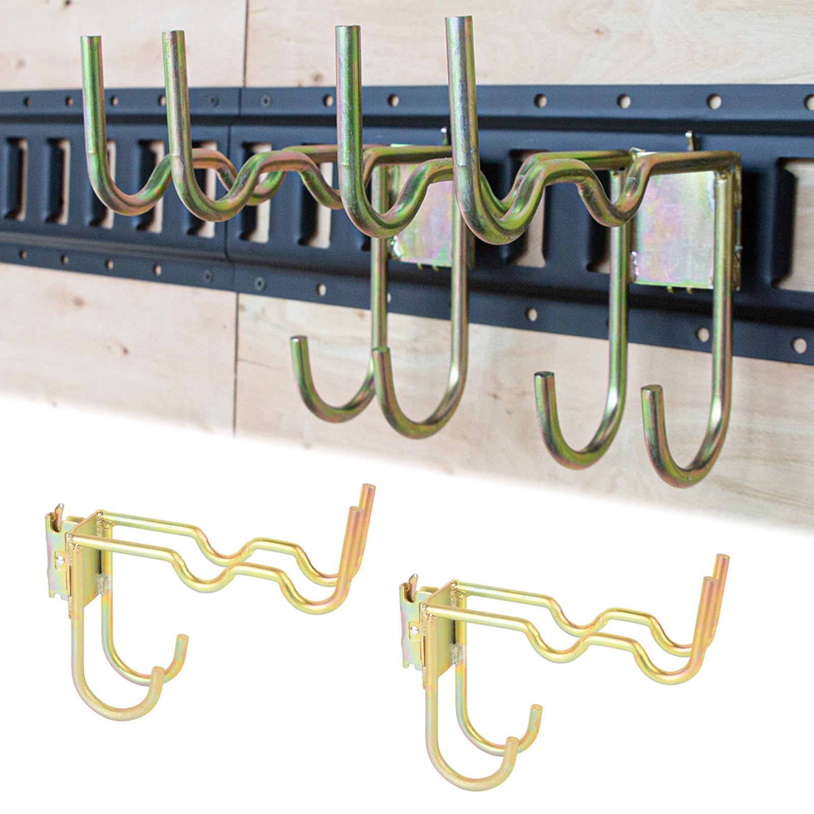 2-Pack Heavy Duty E-Track Shovel Hangers - Double Layer Hooks For Tools In Trailers & Garages