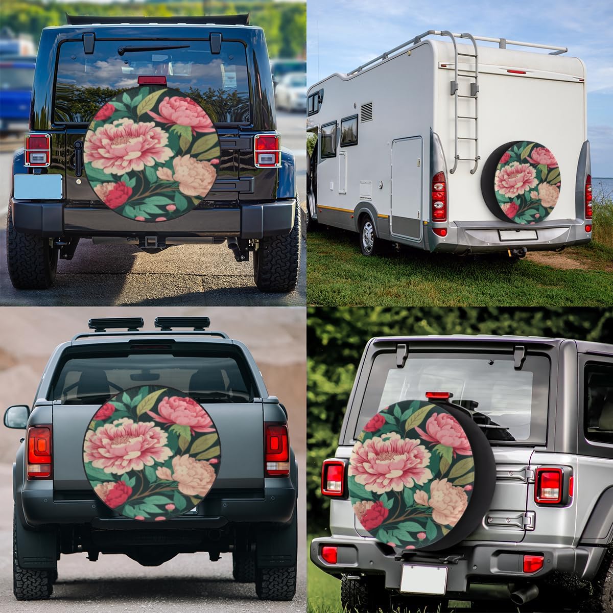Mudan Tire Covers Portable Spare Tire Cover Soft Durable Waterproof Dustproof Set of 4 Bags 16 Inches for Car Truck SUV Trailer Camper