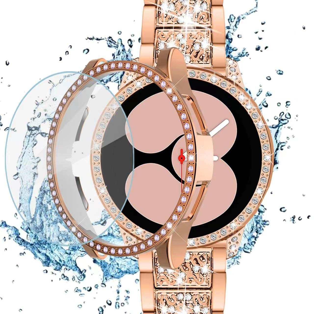 BESIOFOCompatible for Galaxy Watch 4 Band+ Screen Protector and Bumper Case 44mm