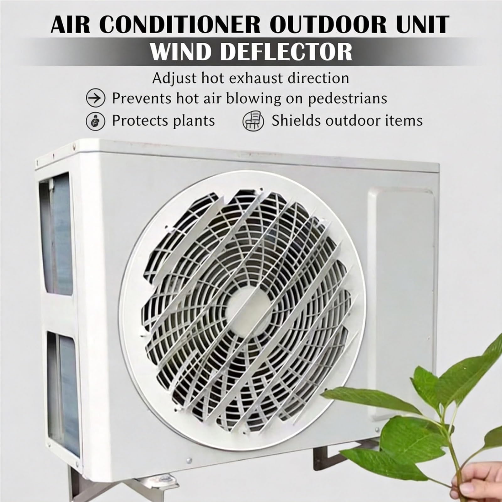 Deflettore condensatore AC esterno, 71,1 cm, feritoie di sfiato del condizionatore d'aria, protezione anti-diretta per un raffreddamento efficiente, deflettore d'aria durevole per unità Dia 10-48