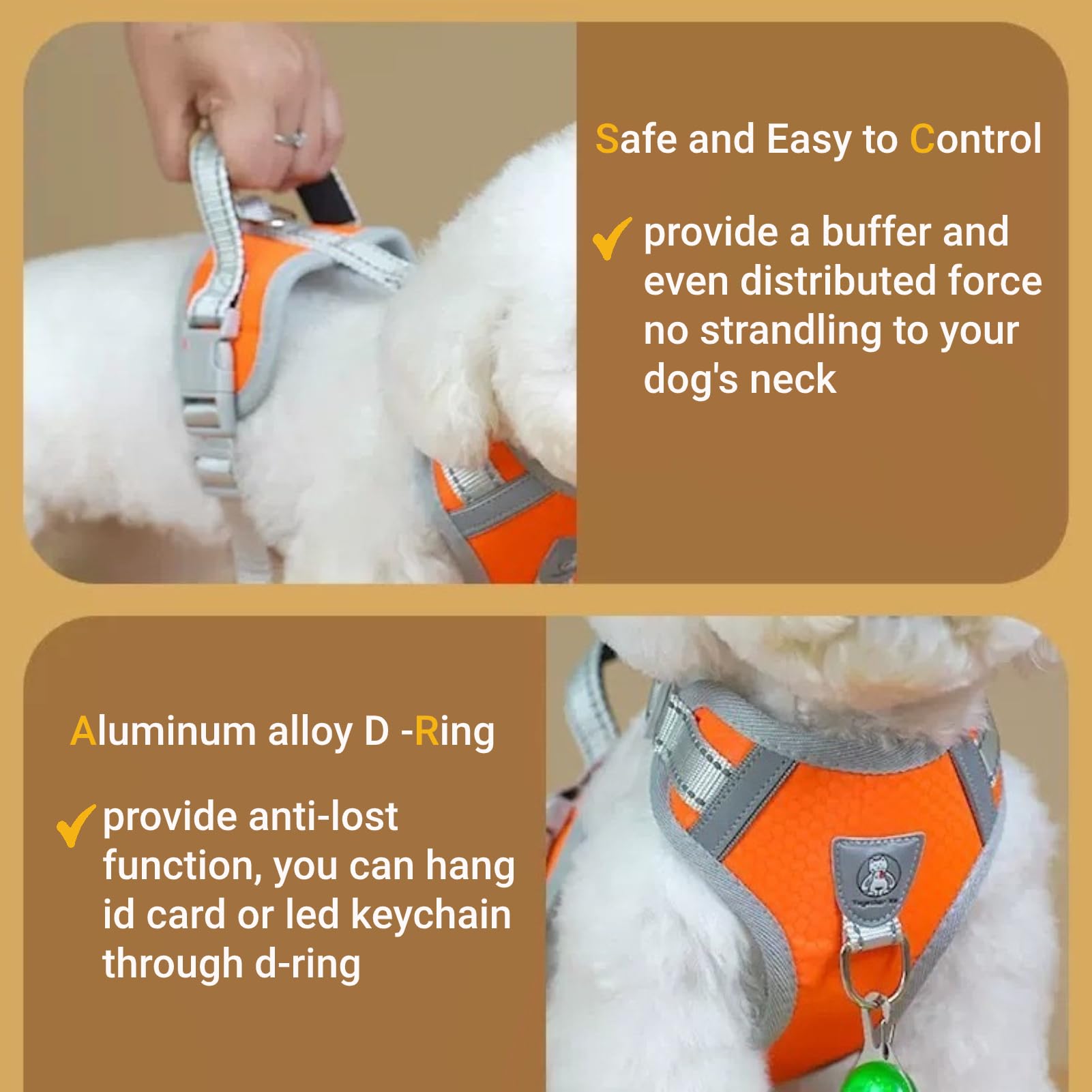 No Pull Dog Harness Adjustable Reflective Medium Large Dog Harness Easy Control Front Clip Padded Pet Vest Breathable Puppy Harness Escape Proof (Black, S) - image 4