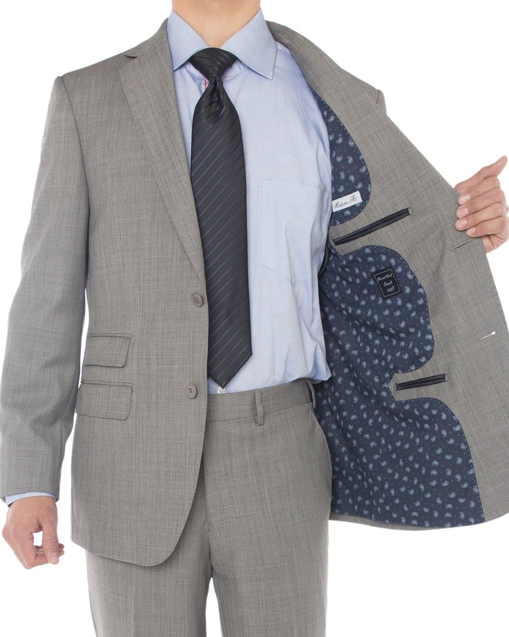 GN Luciano Men's Two Button Super 160'S Wool Suit 2 Piece Jacket with Pant - Image 6