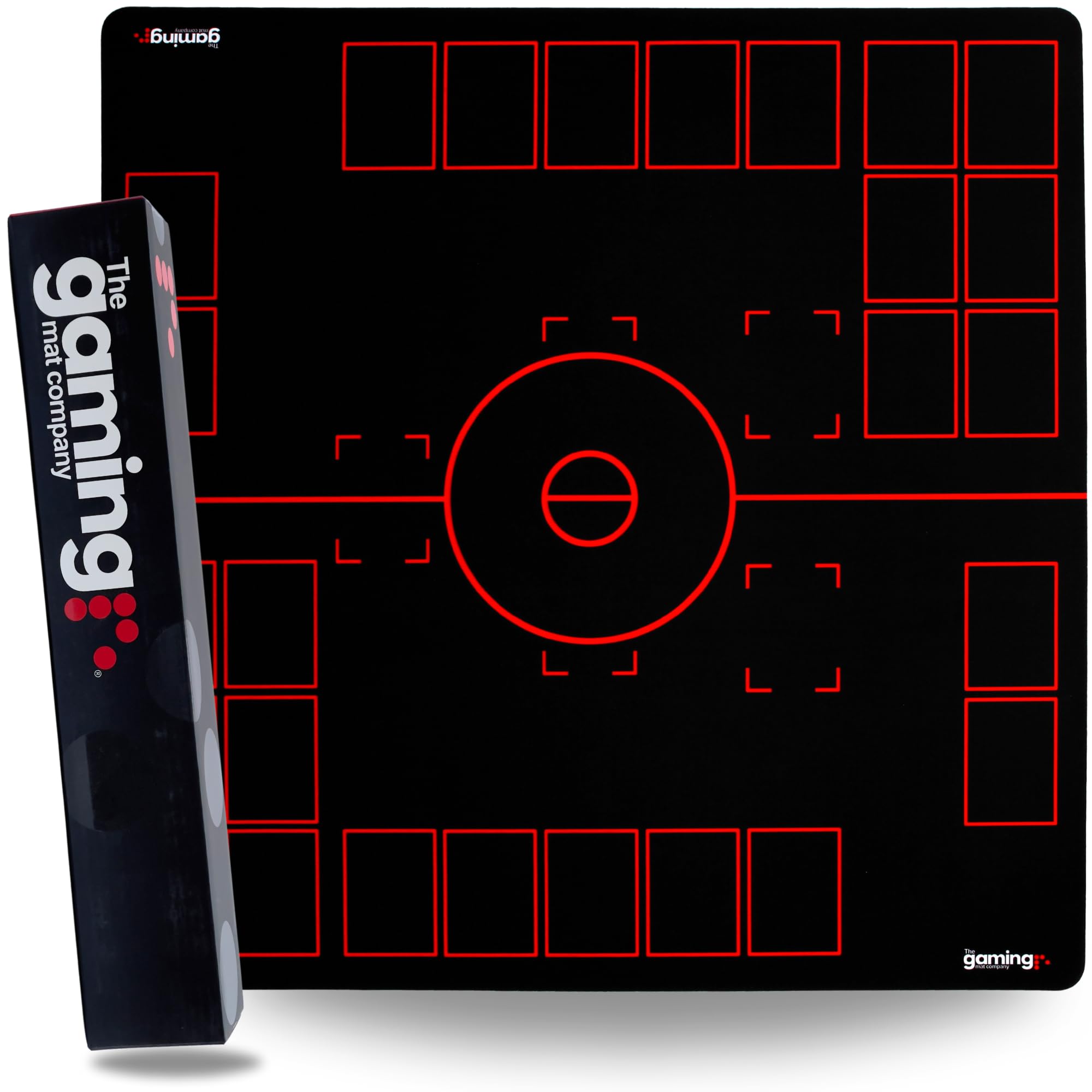 GMC Deluxe 2 Player Black & Red Gaming Mat Compatible for Pokemon Trading Card Game Stadium Board Playmat for Compatible Pokemon Trainers - Waterproof Card Gaming Mat