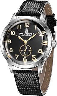 London Fog Brixton Collection Analog Quartz Vintage Watch for Men with Round Dial, Leather Strap, Luminous Numerals and Curved Mineral Glass