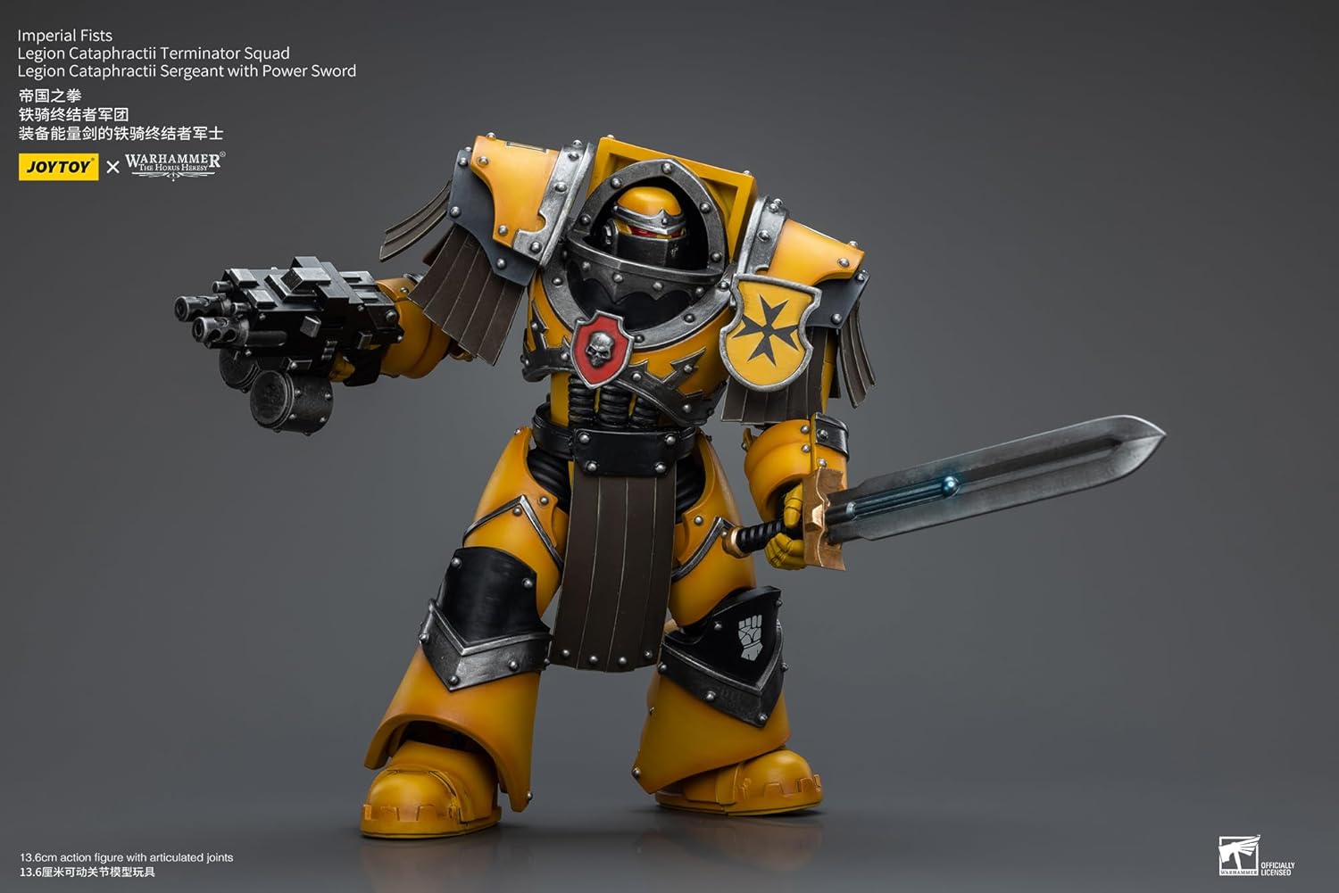Warhammer 40K: Imperial Fists Legion Cataphractii Terminator Squad Legion Cataphractii Sergeant with Power Sword 1:18 Scale Figure