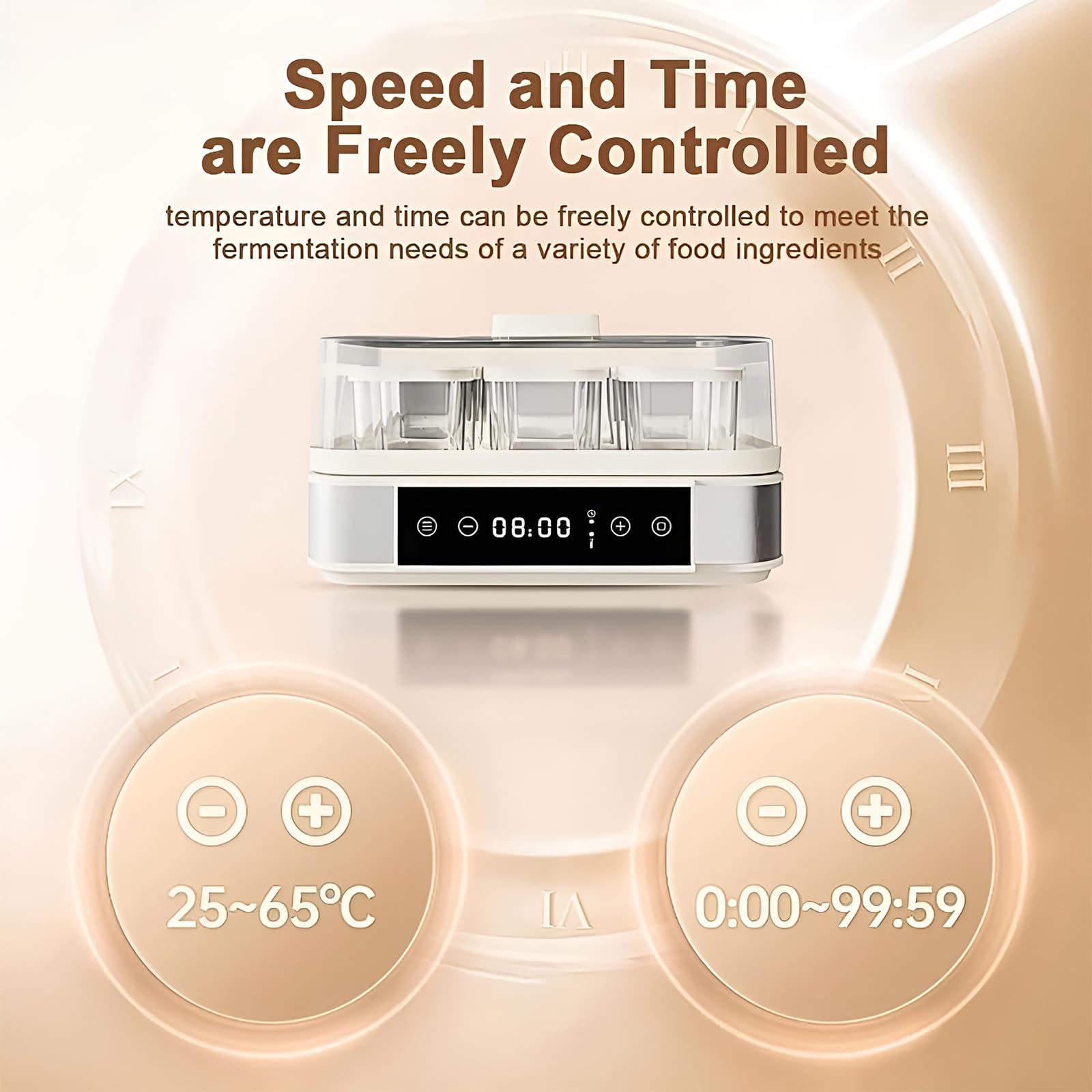 Fabricante de Yogurt Digital, Fabricante automático de Yogurt con Control de Temperatura y Control de Tiempo, 9 pcs frascos de Vidrio 52 oz Fabricante de Yogurt de Acero Inoxidable