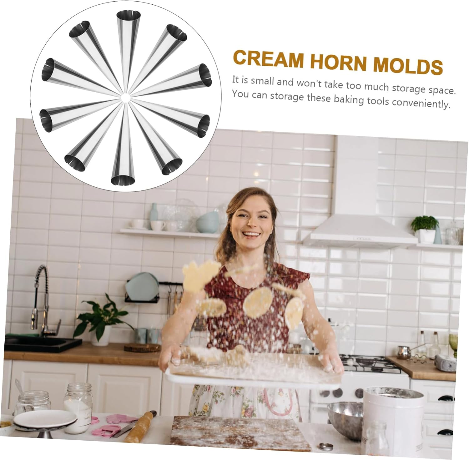 10pcs Croissant Molds Stainless Steel Tube Forms for Cream Horns Brioche and Bread Making Easy to Use