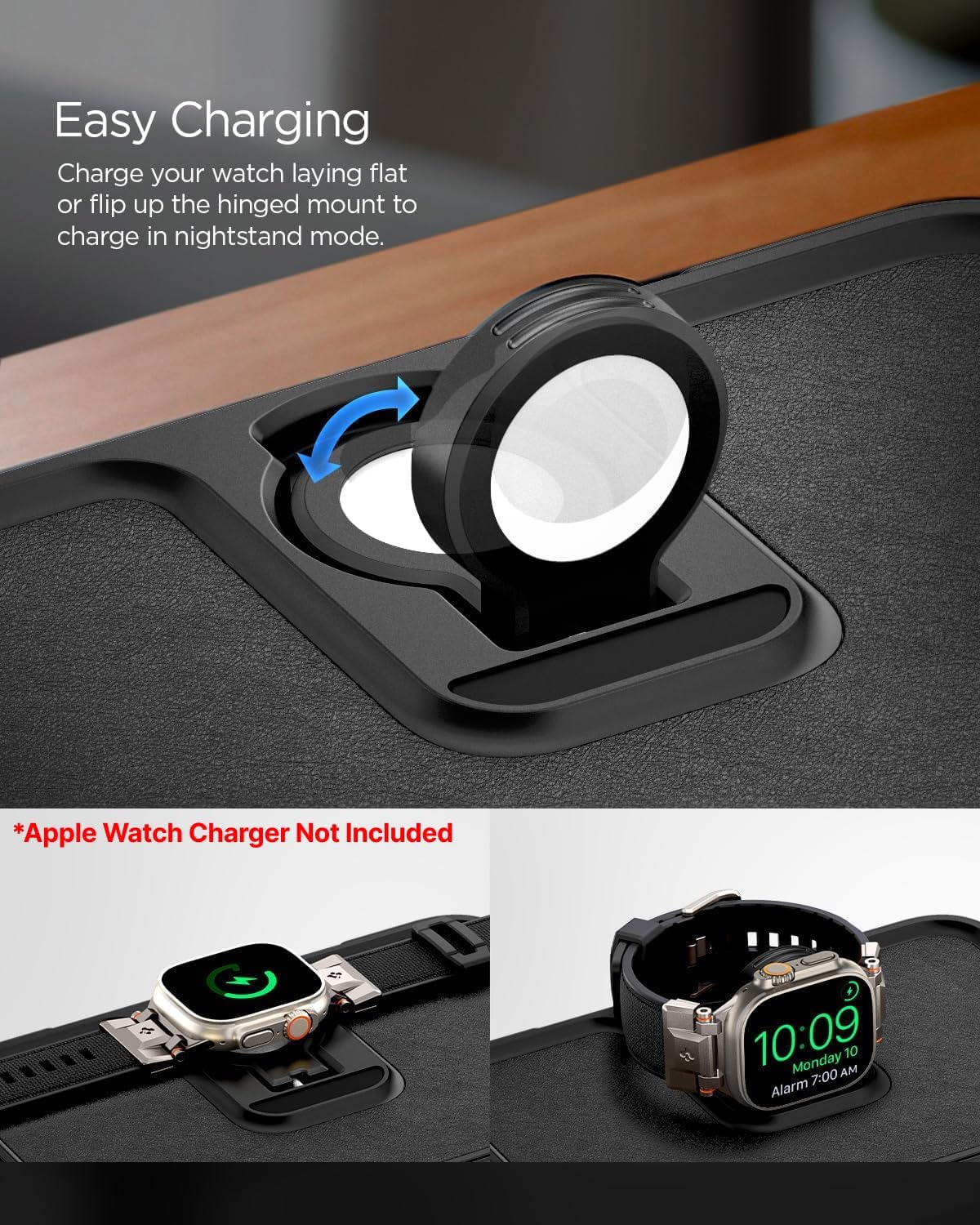 Spigen S340 Apple Watch Band Organizer & Charger Stand with Multi-Storage for AirPods, Wallet & Other Accessories [Apple Watch Charger NOT Included] - Black