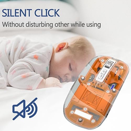 Miniatura 6 de Ratón inalámbrico LED delgado silencioso Bluetooth Ratón transparente Tri-modo 2.4G 2400DPI Ratón óptico para computadora con receptor USB, Ratones