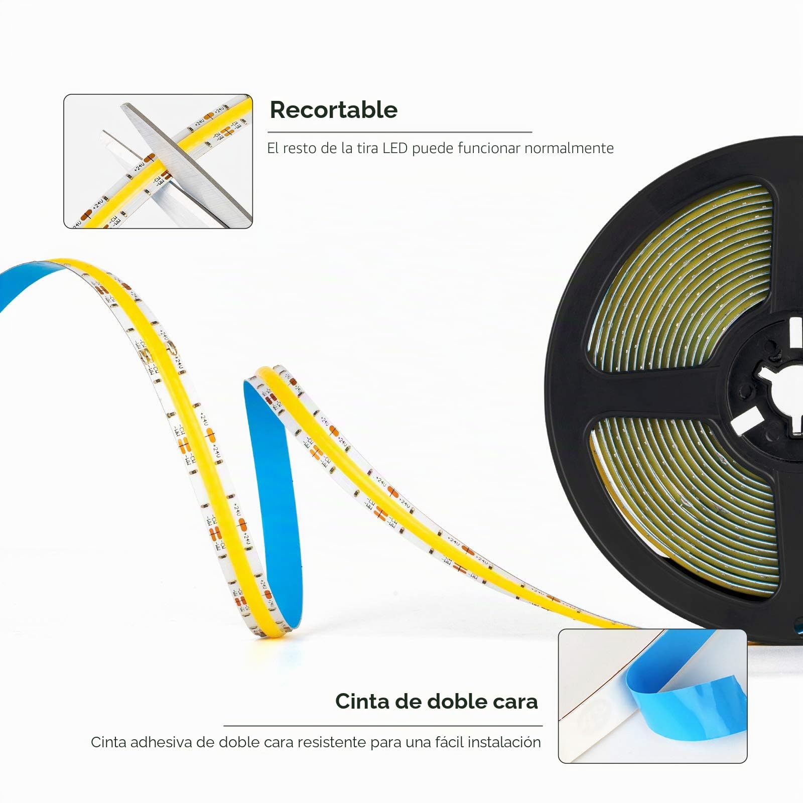 BTF-LIGHTING FCOB CCT 5m 2700K-6000K Tira LED y Controlador RF DC24V Kit