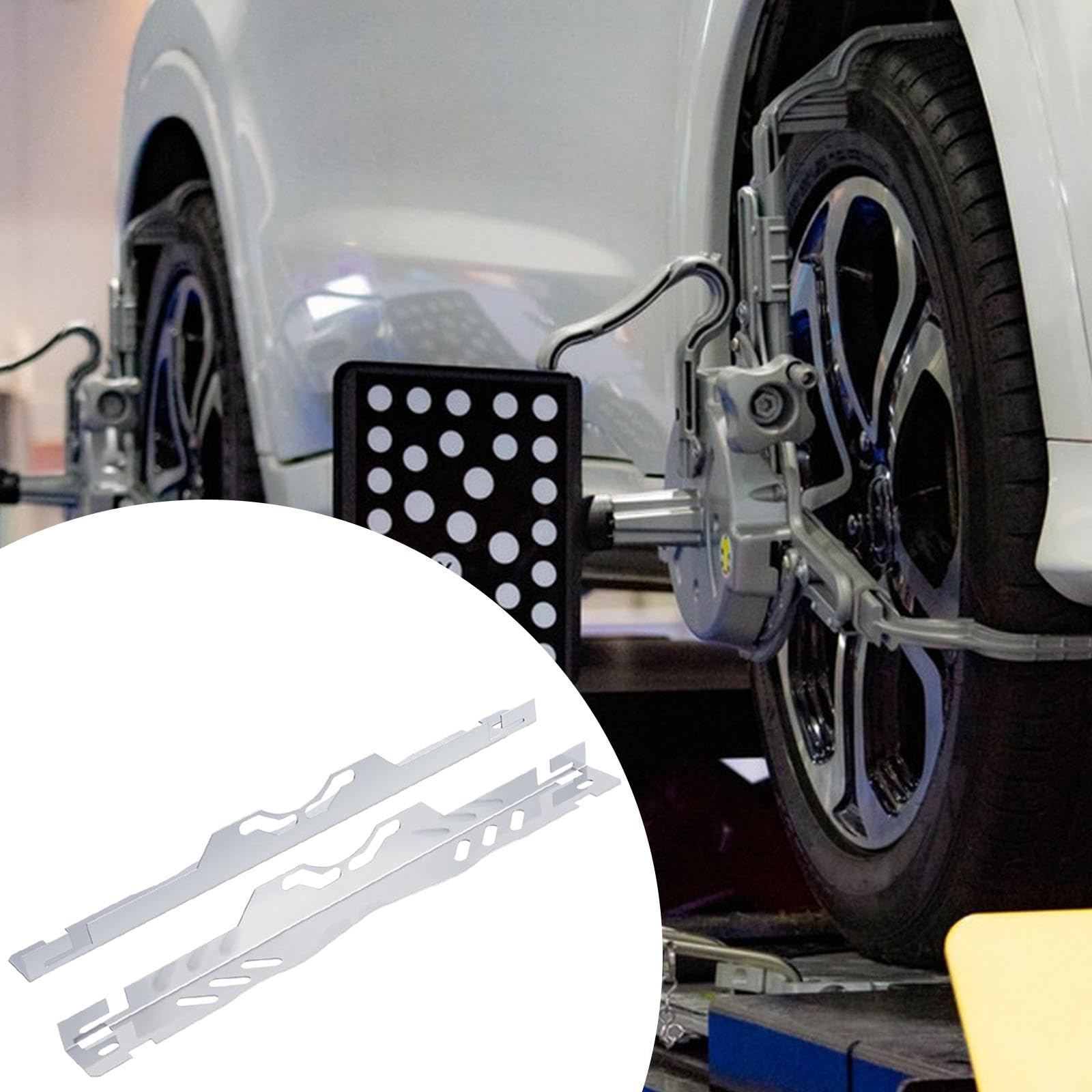 2 Piezas Placa de Alineación para Automóvil Herramienta de Medición Precisión con Ranuras Estabilizadoras Acero Inoxidable Adecuado para Talleres, Plata