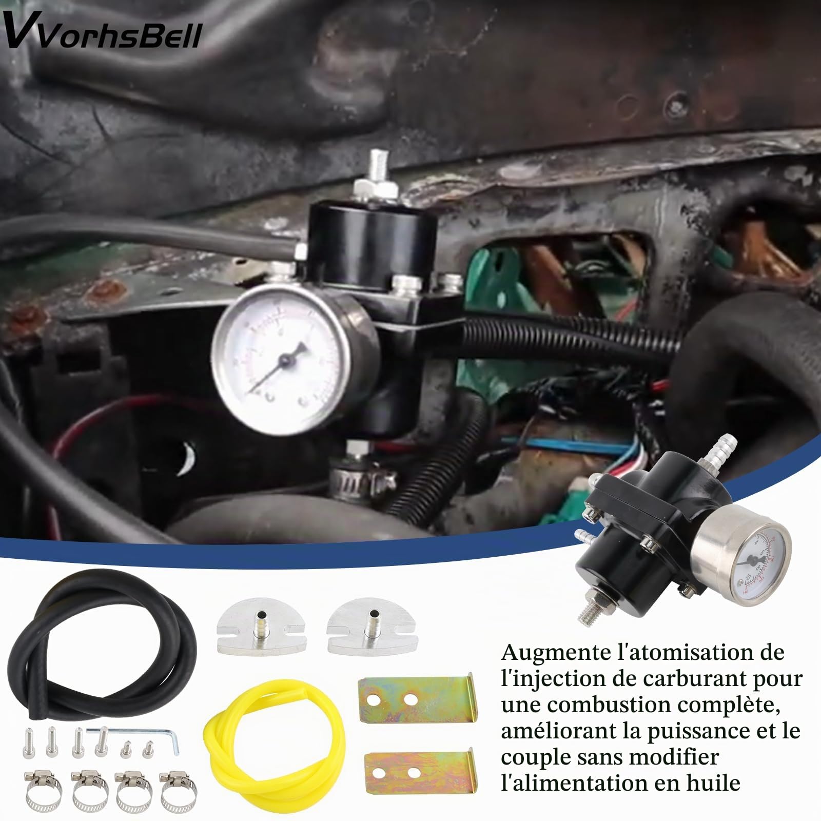 Régulateur de pression pour carburant, réglable 0-140 PSI, en aluminium, universel, régulateur de pression d'essence, en alliage avec manomètre