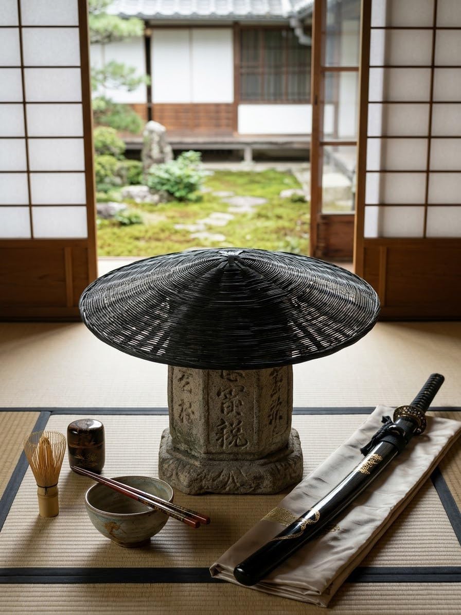 Handgefertigter Bambus-Kasa-Hut, gewebt, konisch, Sonnenhut für Gartenarbeit, Outdoor, oder Samurai, Ronin, Cosplay, leicht, traditionell