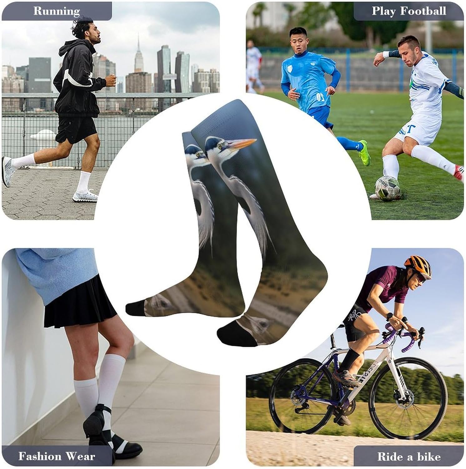 Knee High Socks Heron Long Tube Boot Seamless Toe