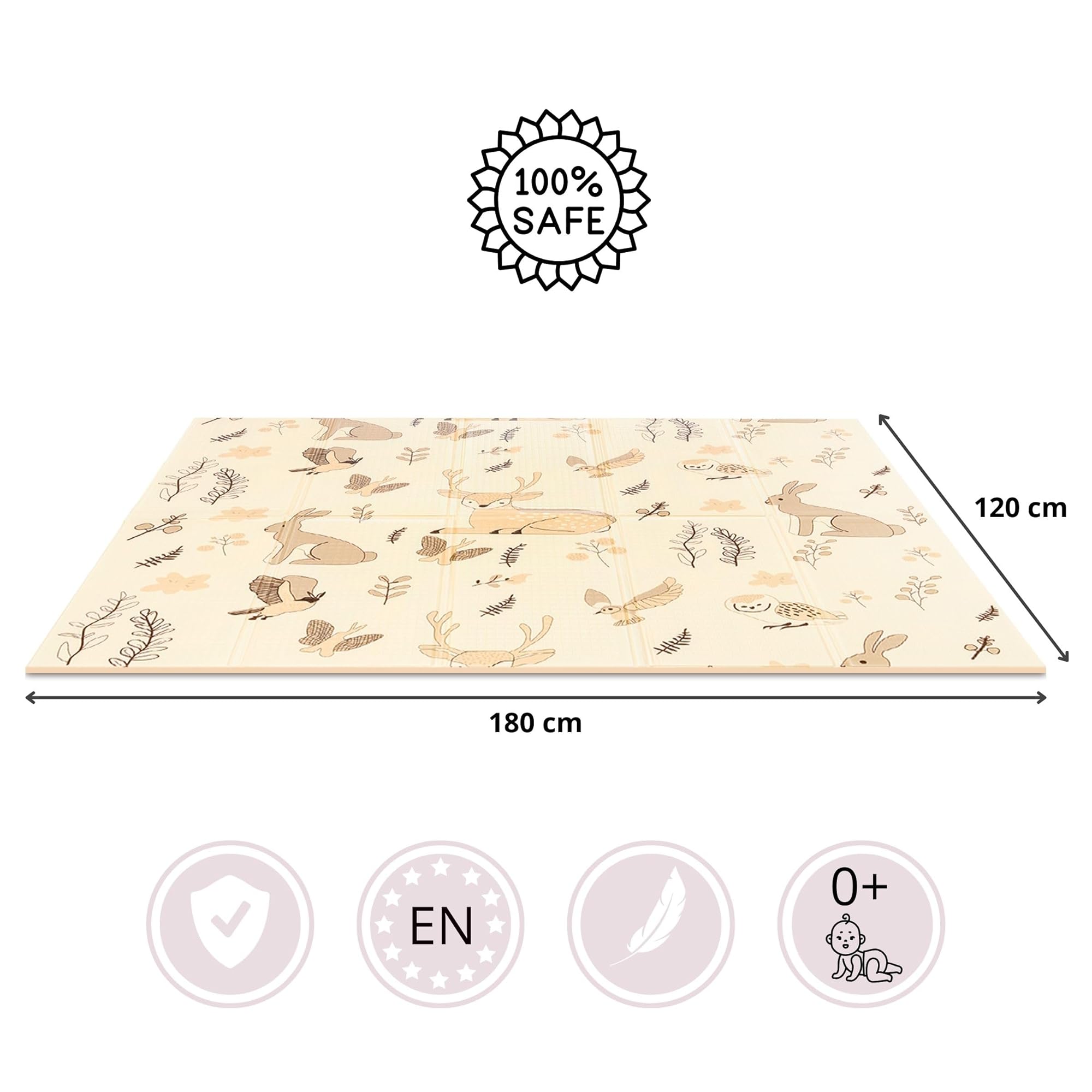 Mamabrum Tapis en mousse pour bébé 180 x 120 x 1 cm, pliable double face, mousse XPE, forêt magique/rues d'automne