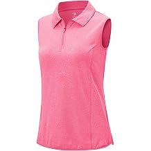 BGOWATU Womens Sleeveless Golf Polo Shirts 1/4 Zip Tennis Tank Tops with Collar UV Protection Quick Dry