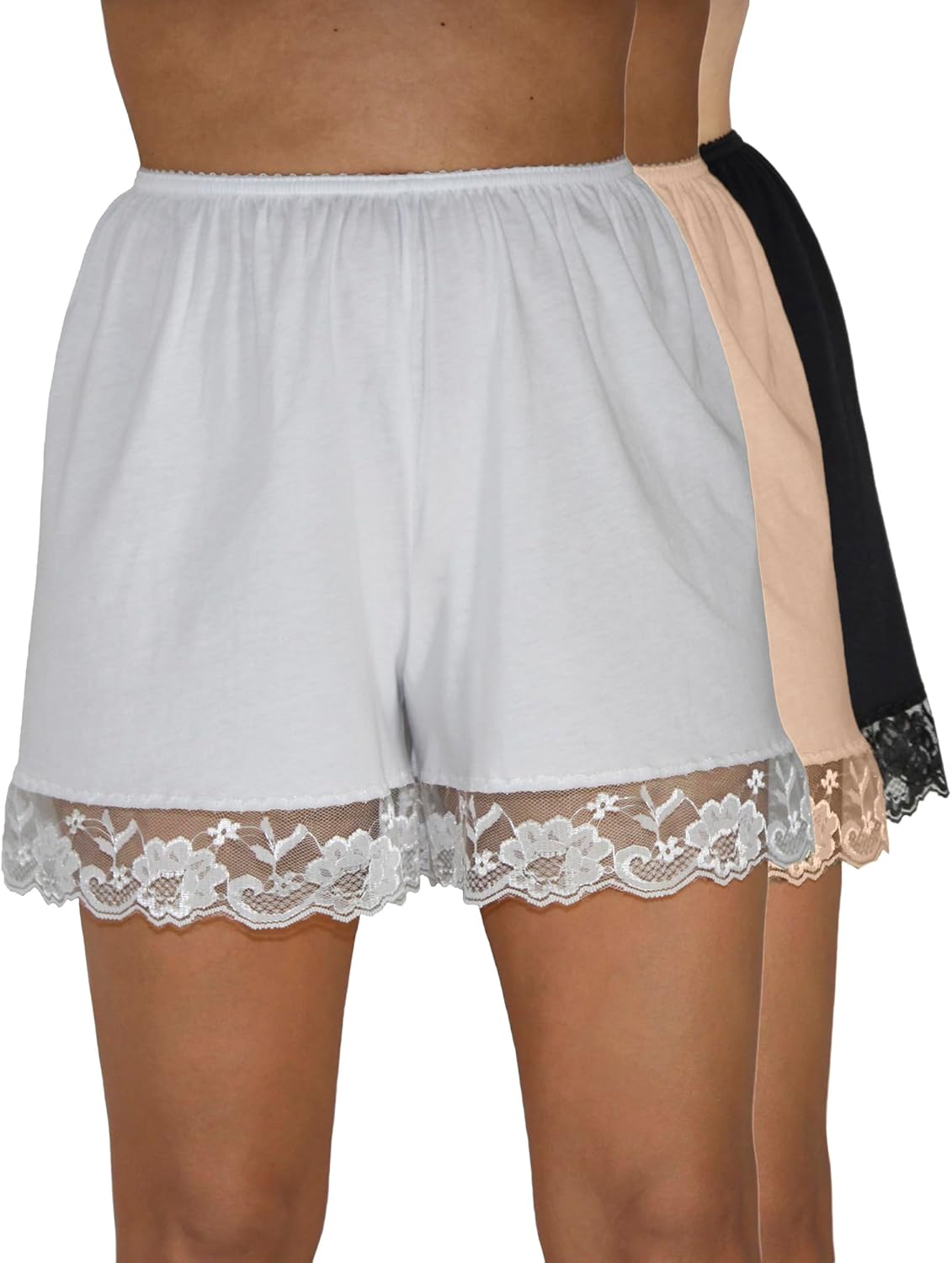 Underworks Pettipants Cotton Knit Culotte Slip Bloomers Split Skirt 4-inch Inseam