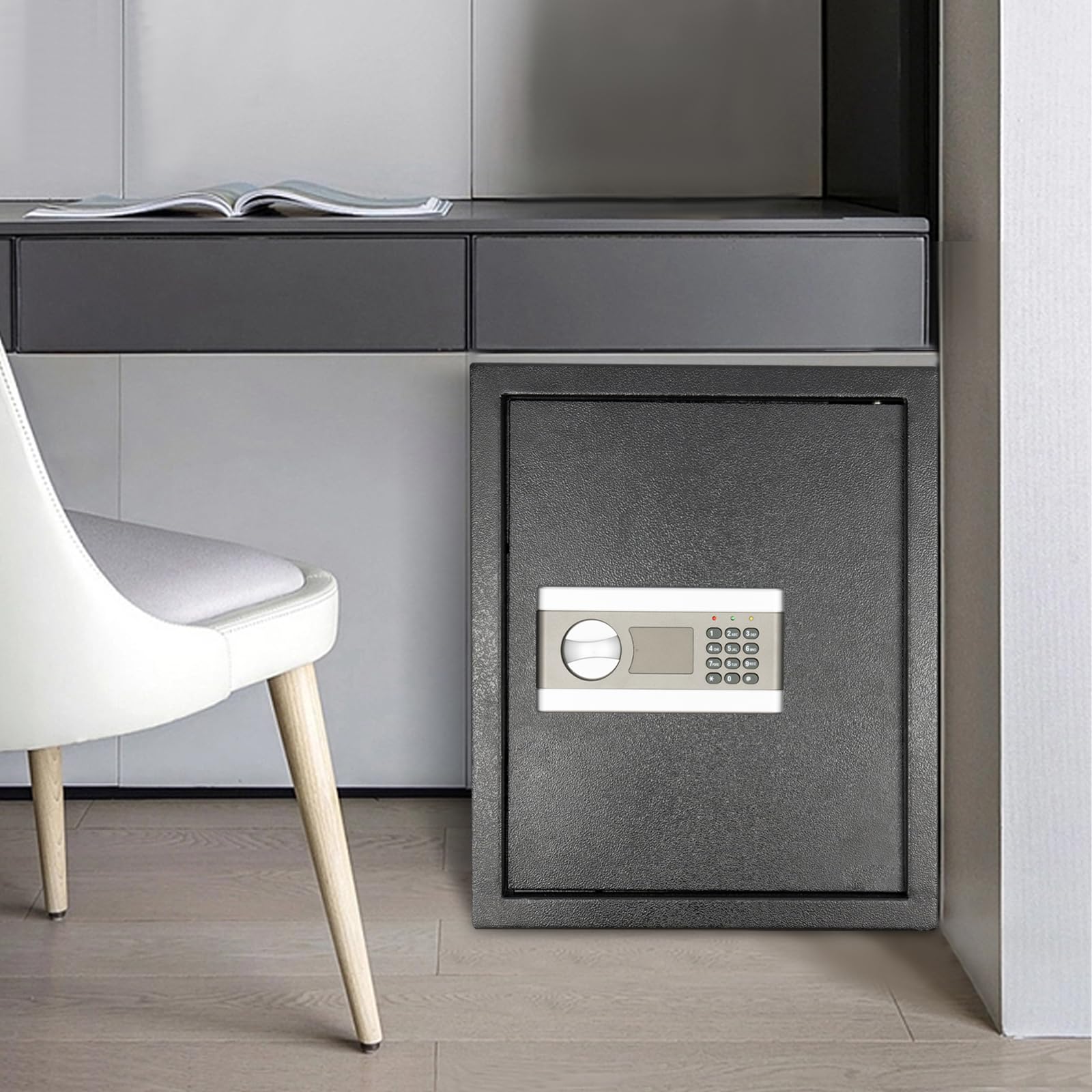 Coffre-fort mural 45 l - Résistant au feu - 38 x 31 x 45 cm - Grand coffre-fort numérique combiné - Avec 2 clés d'urgence, 45L Tresorschrank Haushalt