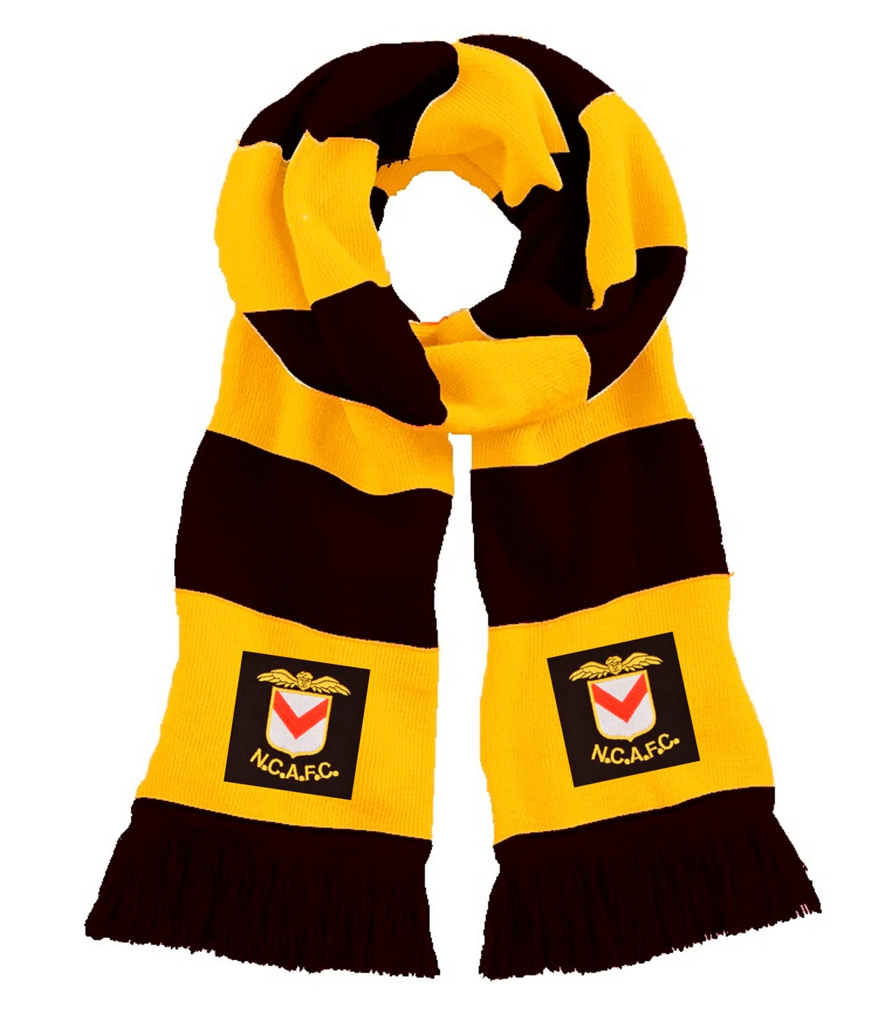 Old School Football Gold/Black Newport 1960S Retro Traditional Football Scarf Embroidered Logo