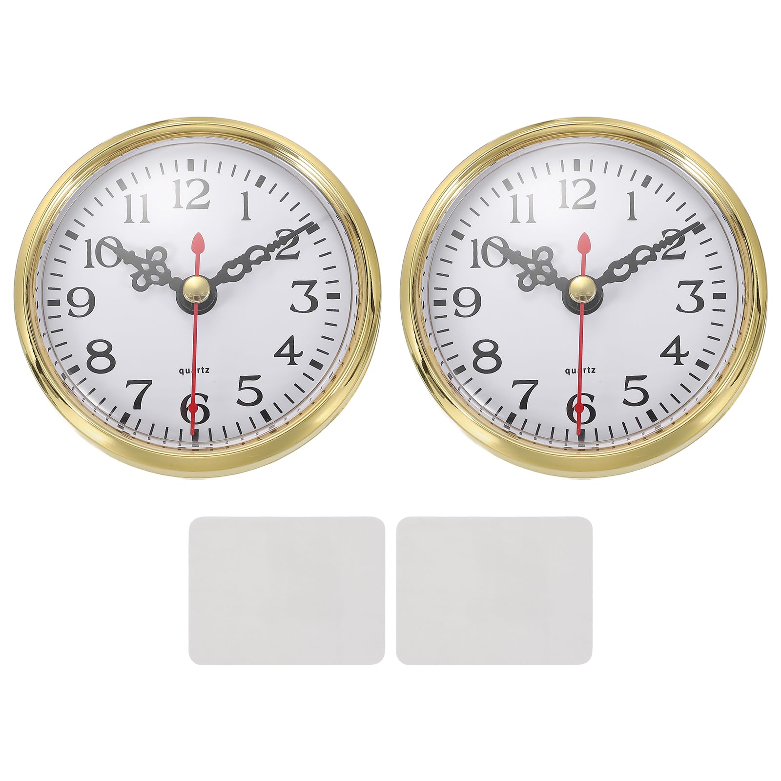 PATIKIL 2 Set Classic Clock Movement, 3.1 Inch/80mm Quartz Movement Insert for Office Home Decor Replacement DIY, Gold (Arabic Numerals,Golden Bell Head)