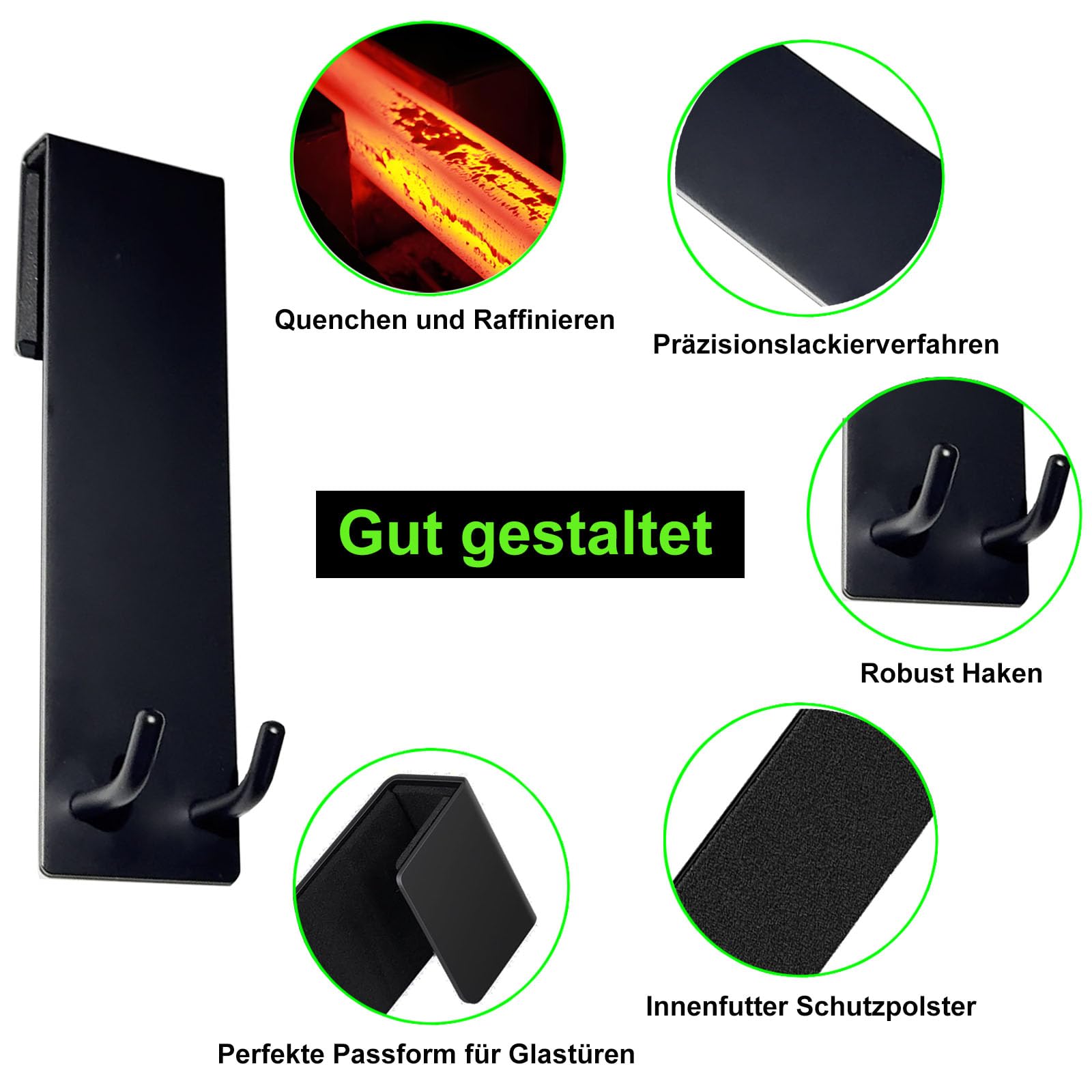 NOLACE 2 Stück Handtuchhalter Duschwand Haken für Duschwand Schwarz Duschhaken Geeignet für Hängende Handtücher Handtücher Badschwämme Pyjama usw.Duschwand Haken für Glas