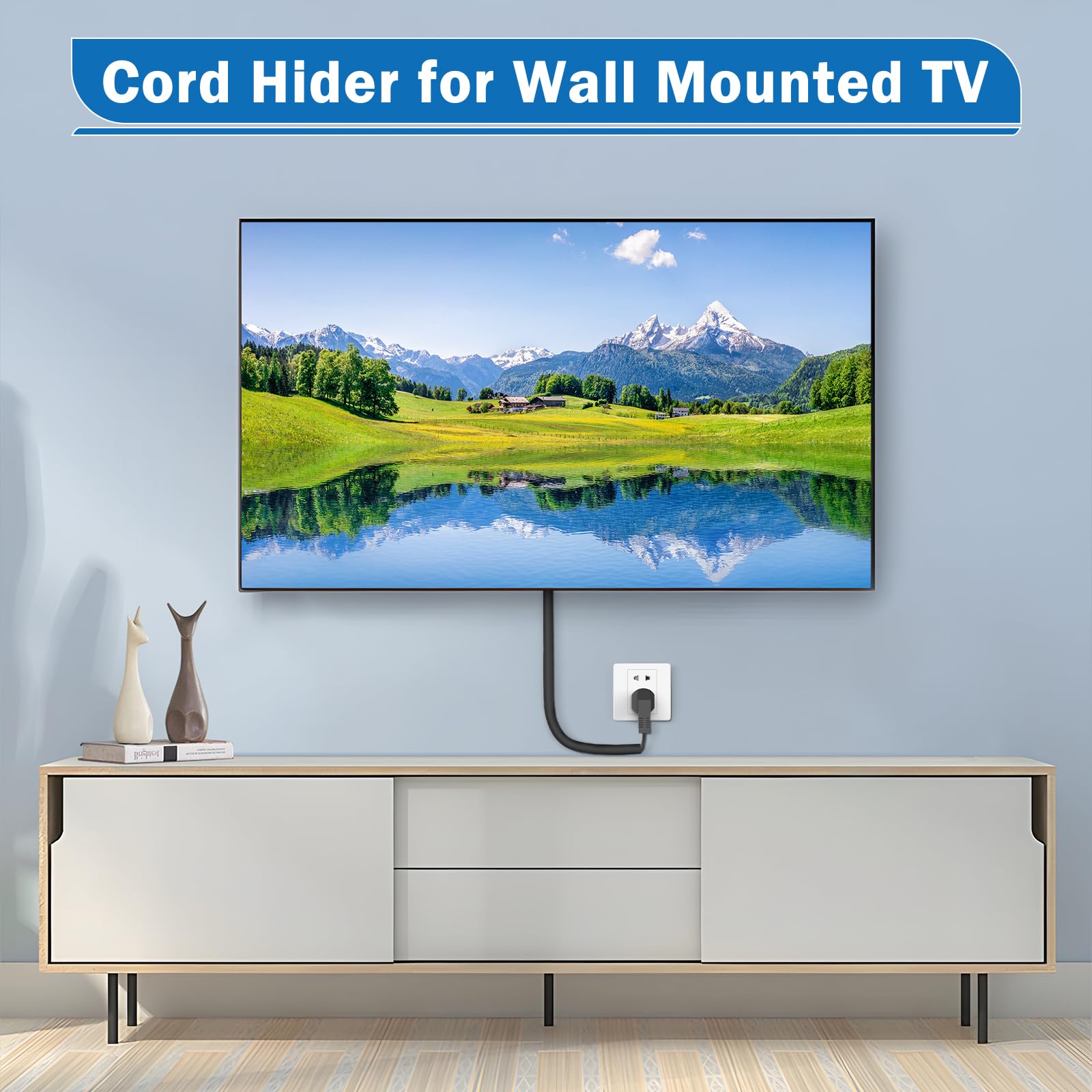 UOMTFAI Wall Cord Hider 78 Zoll - Selbstklebende Drahtabdeckung Raceway für Wände, Flexibler PVC-Kabel-Concealer für Zuhause und Büro, W0.59 H0.99.1 cm - Schwarz