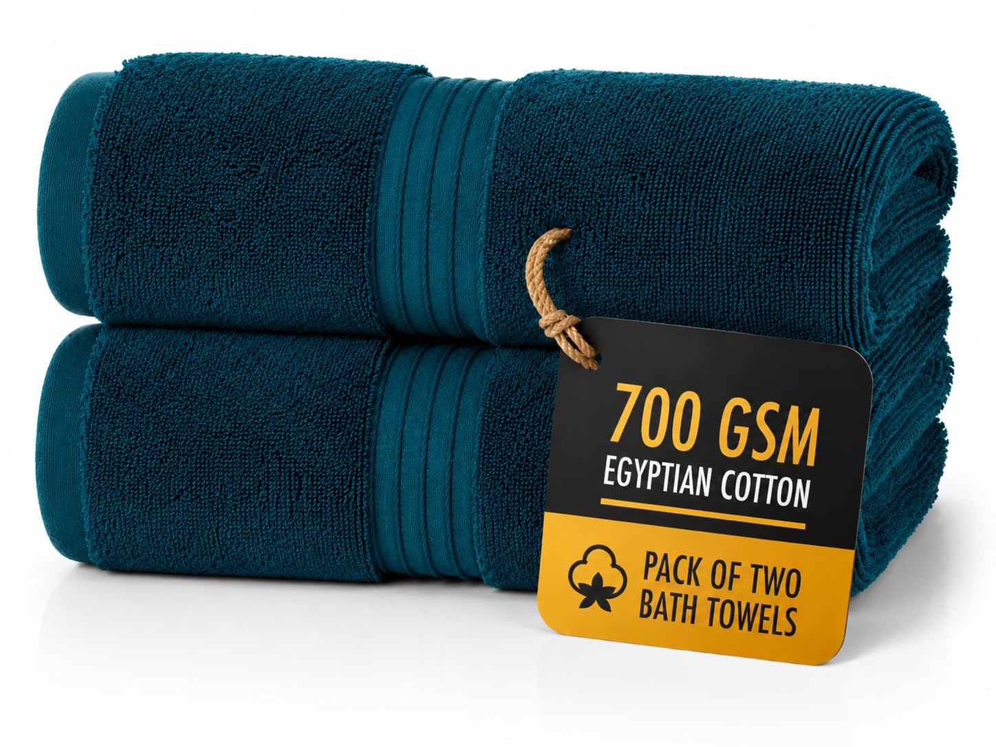ALSAP Blue Lagoon Bath Towels Set Of 2 (130x70cm) – 700 GSM Super Absorbent Egyptian Cotton Bath Sheets – Hotel Quality Quick Dry Bathroom Towels for Home, Spa, Gym, Beach & Swimming Pool — image 1